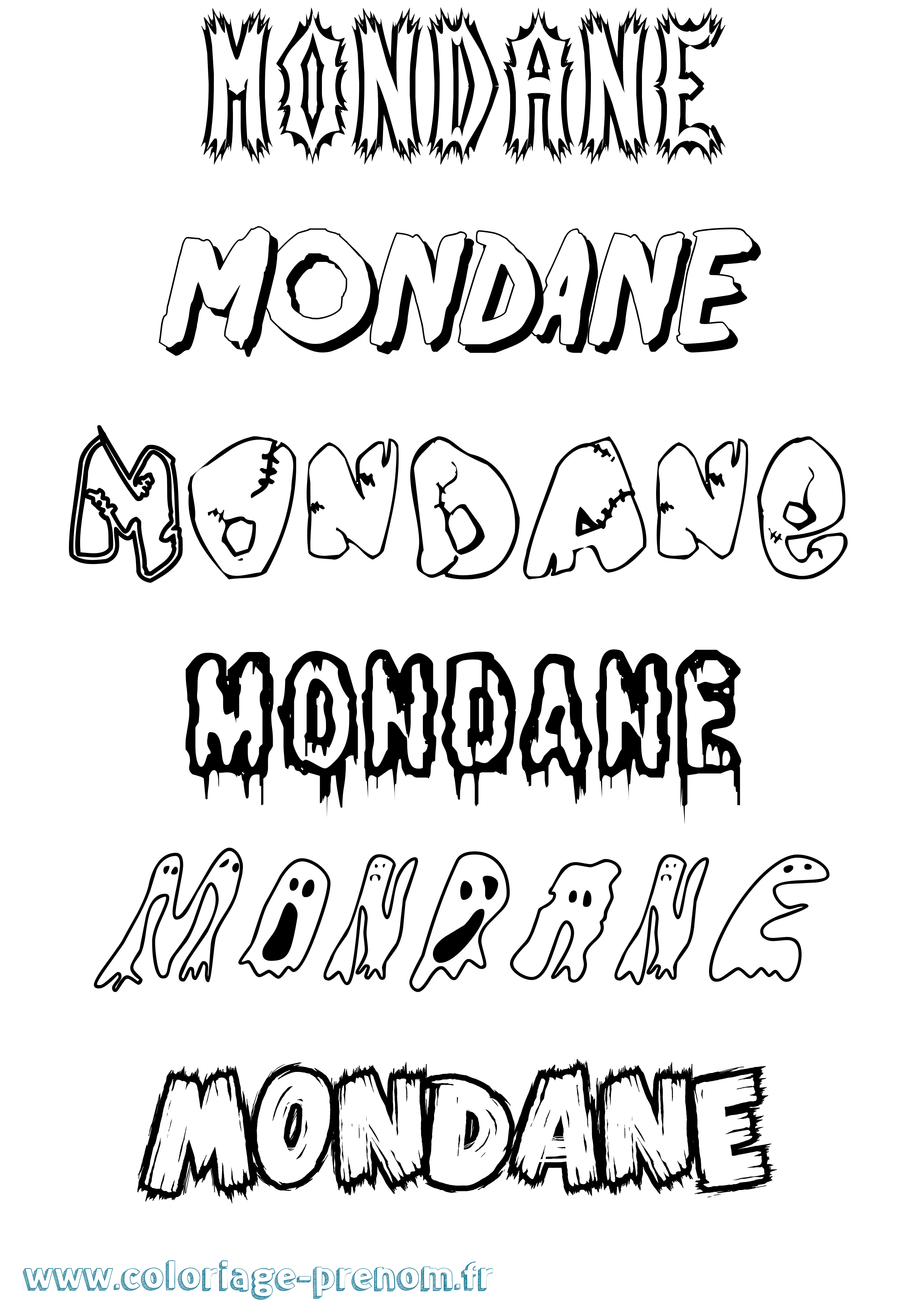 Coloriage Mondane Frisson Coloriage prénom Mondane Frisson