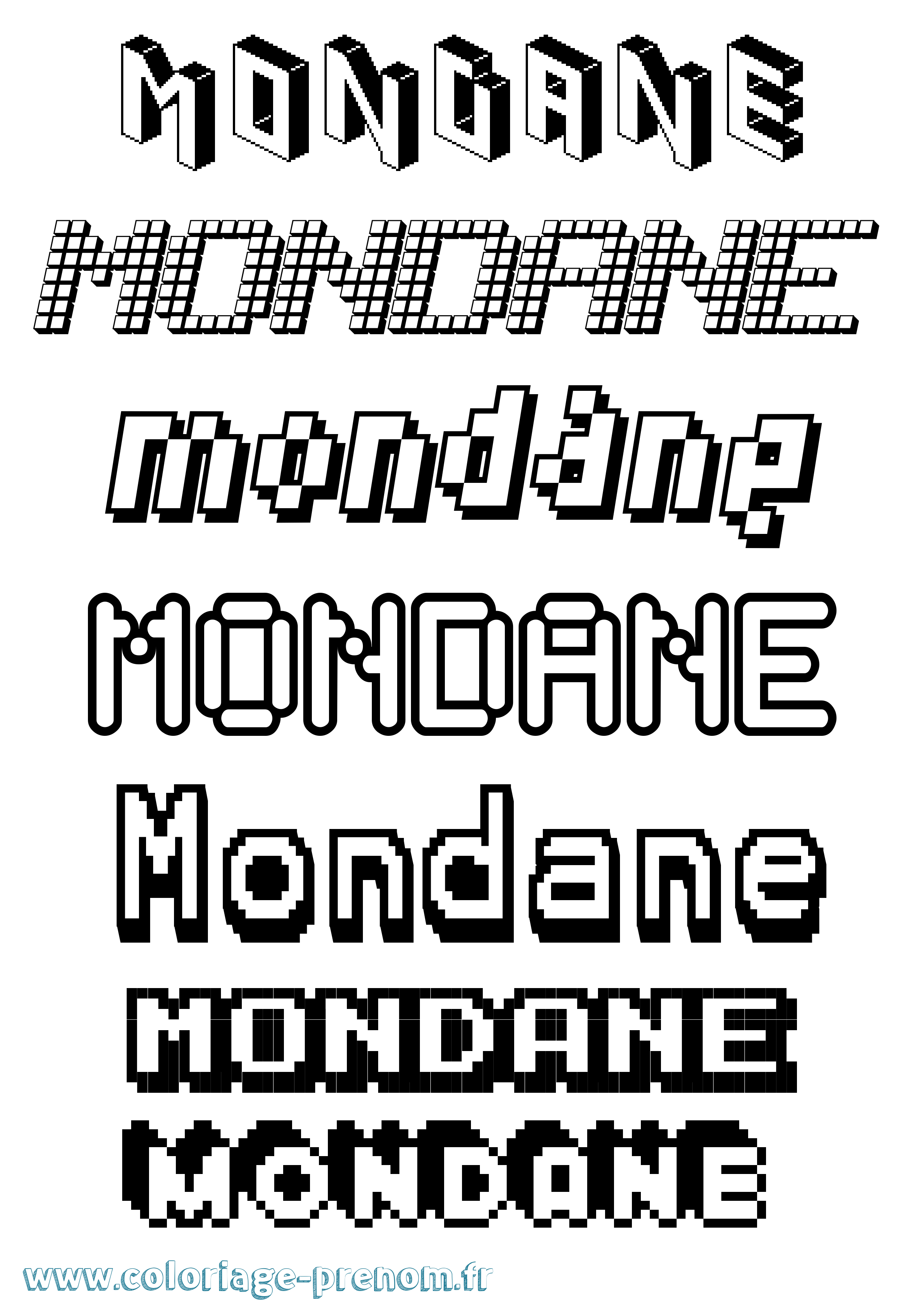 Coloriage Mondane Pixel Coloriage prénom Mondane Pixel