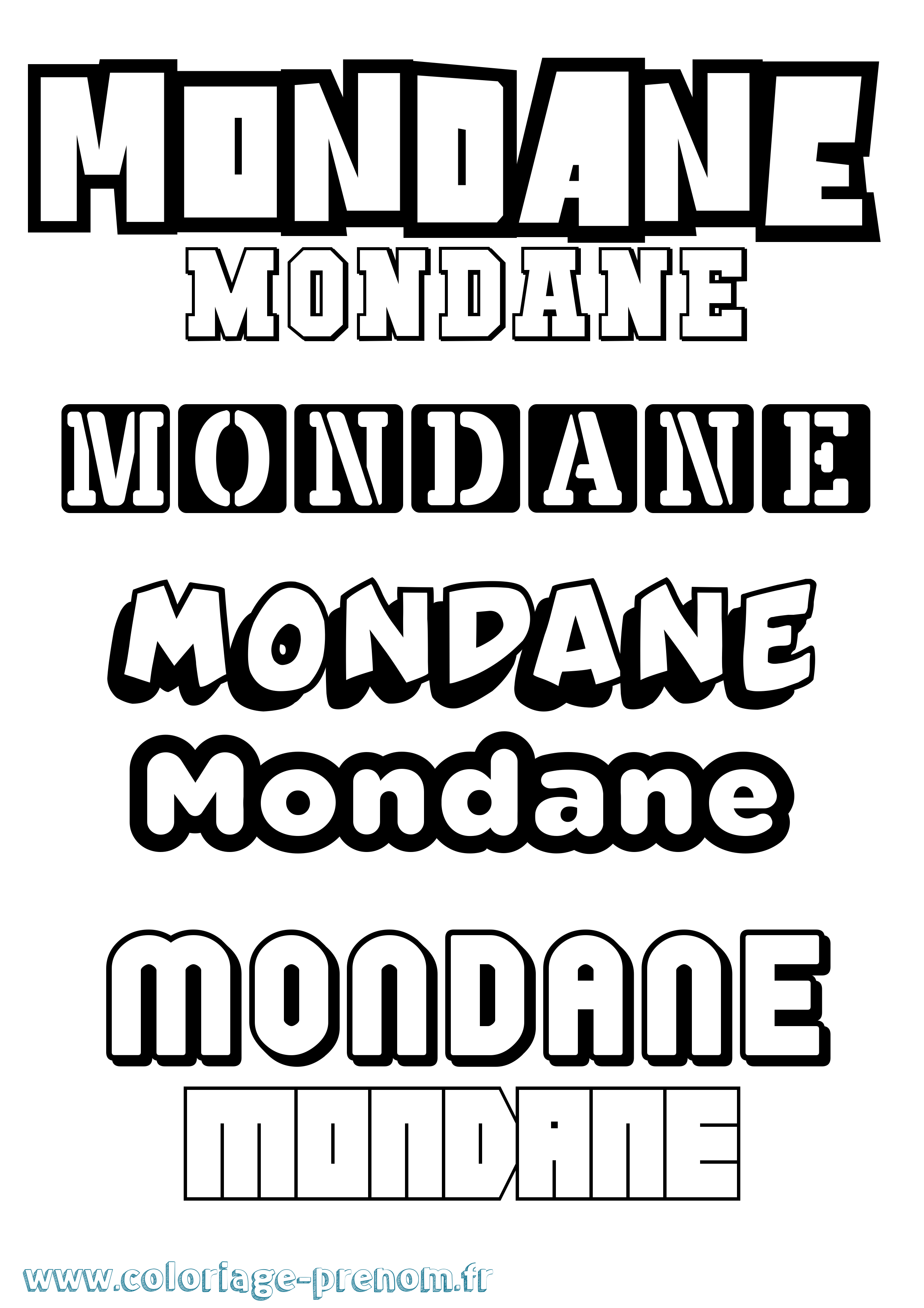 Coloriage Mondane Simple Coloriage prénom Mondane Simple