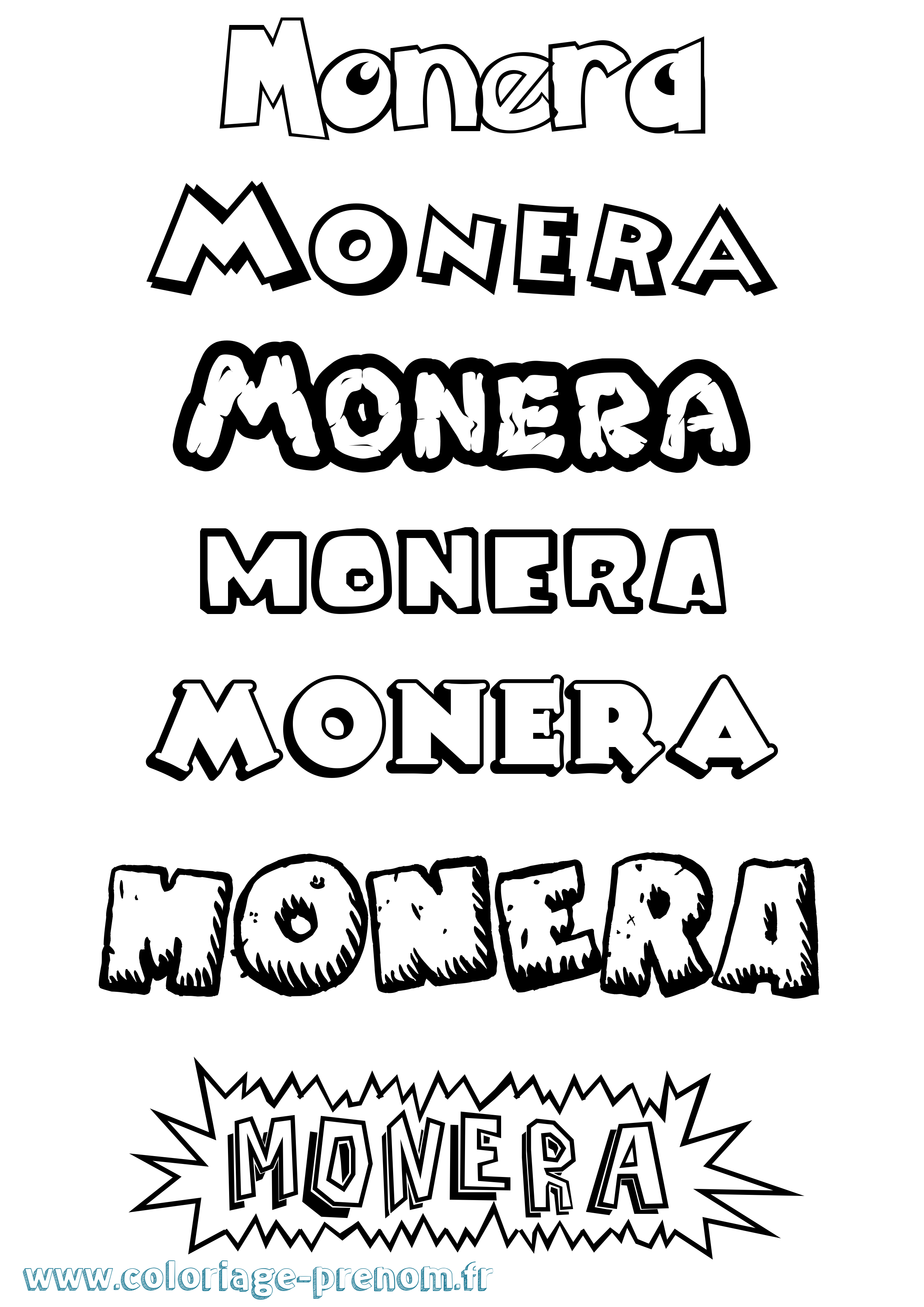 Coloriage Monera Dessin Animé Coloriage prénom Monera Dessin Animé