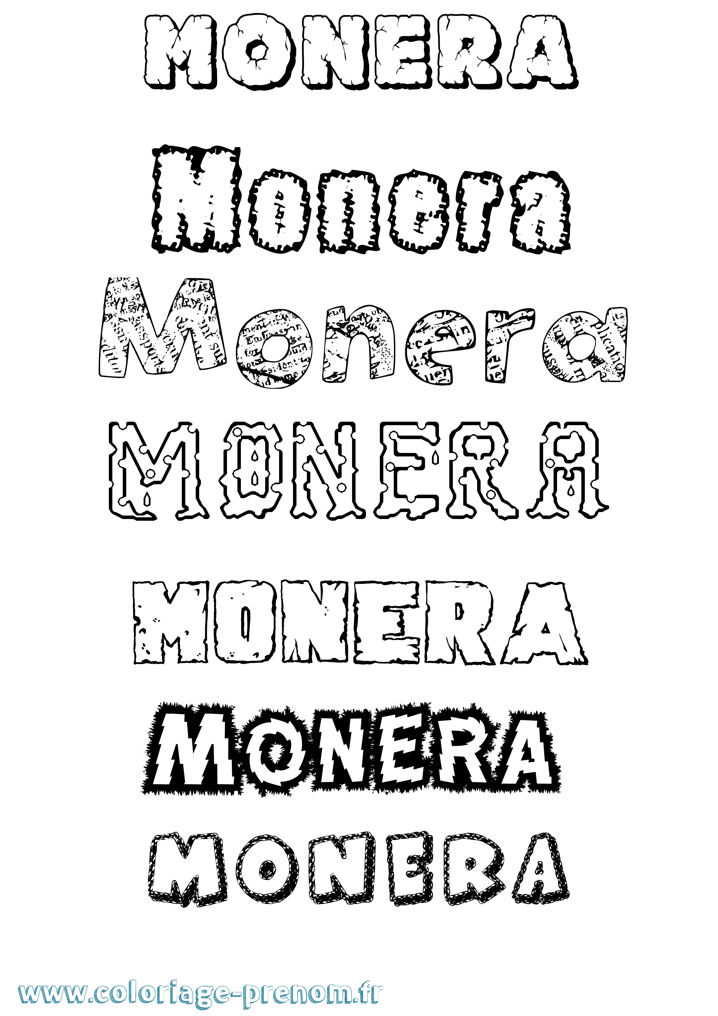 Coloriage Monera Destructuré Coloriage prénom Monera Destructuré