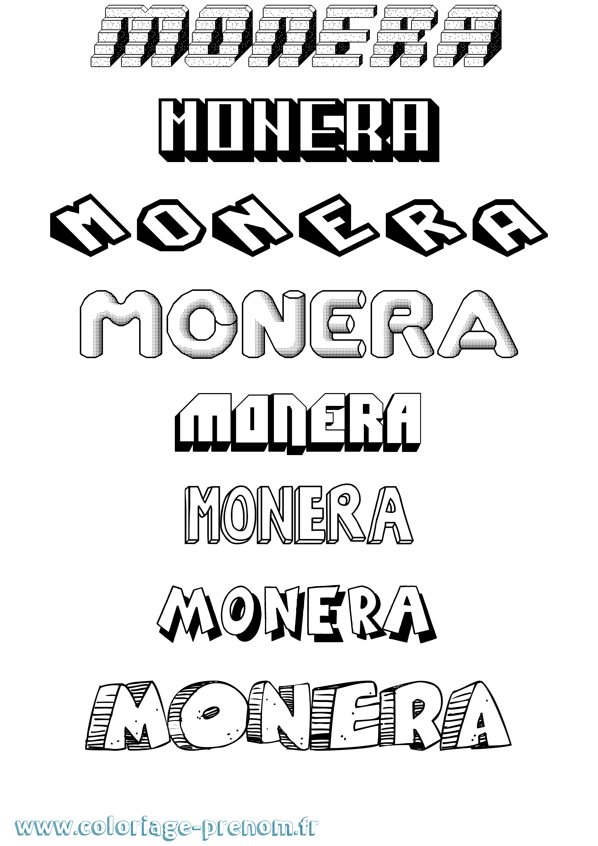 Coloriage Monera Effet 3D Coloriage prénom Monera Effet 3D
