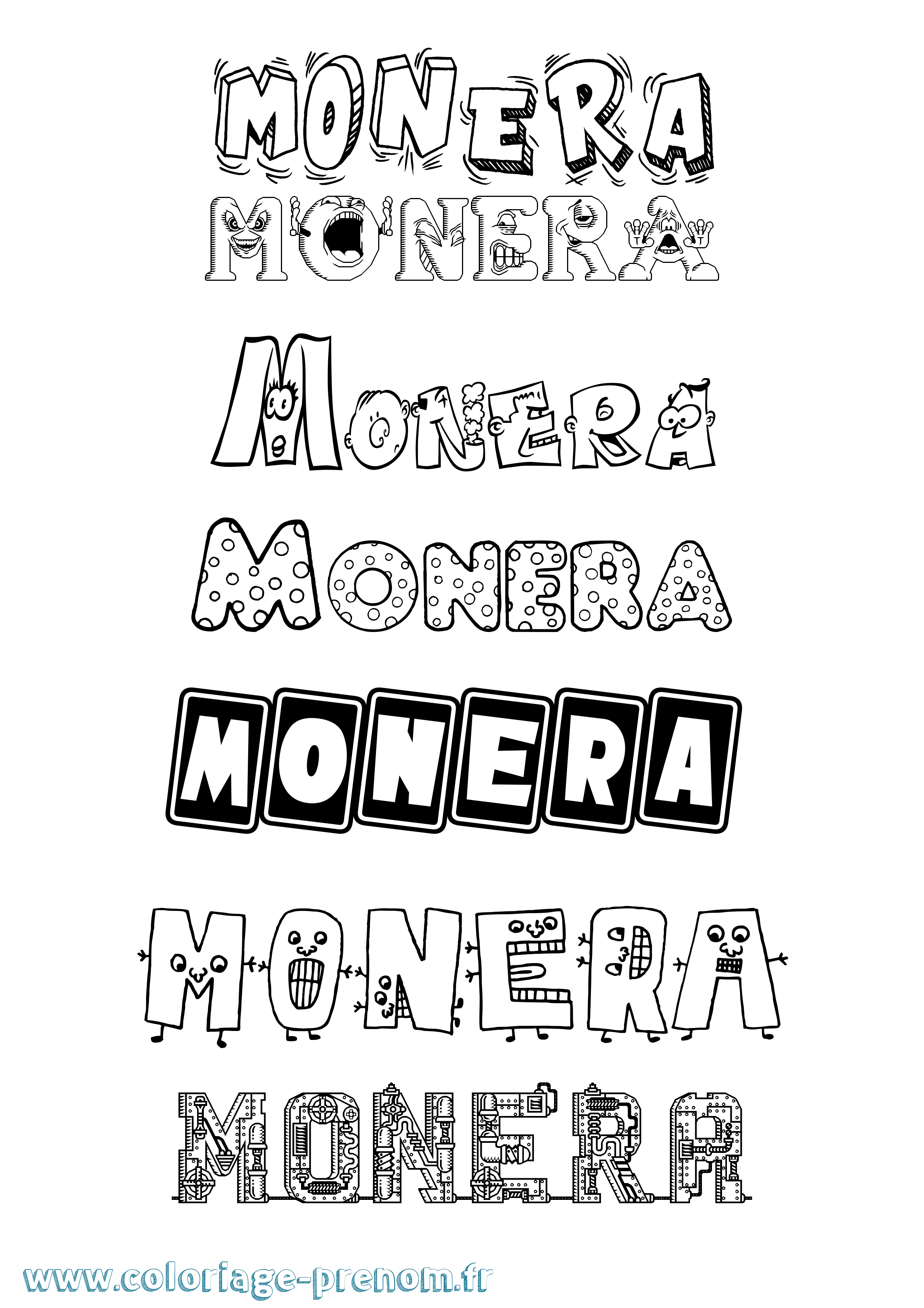 Coloriage Monera Fun Coloriage prénom Monera Fun
