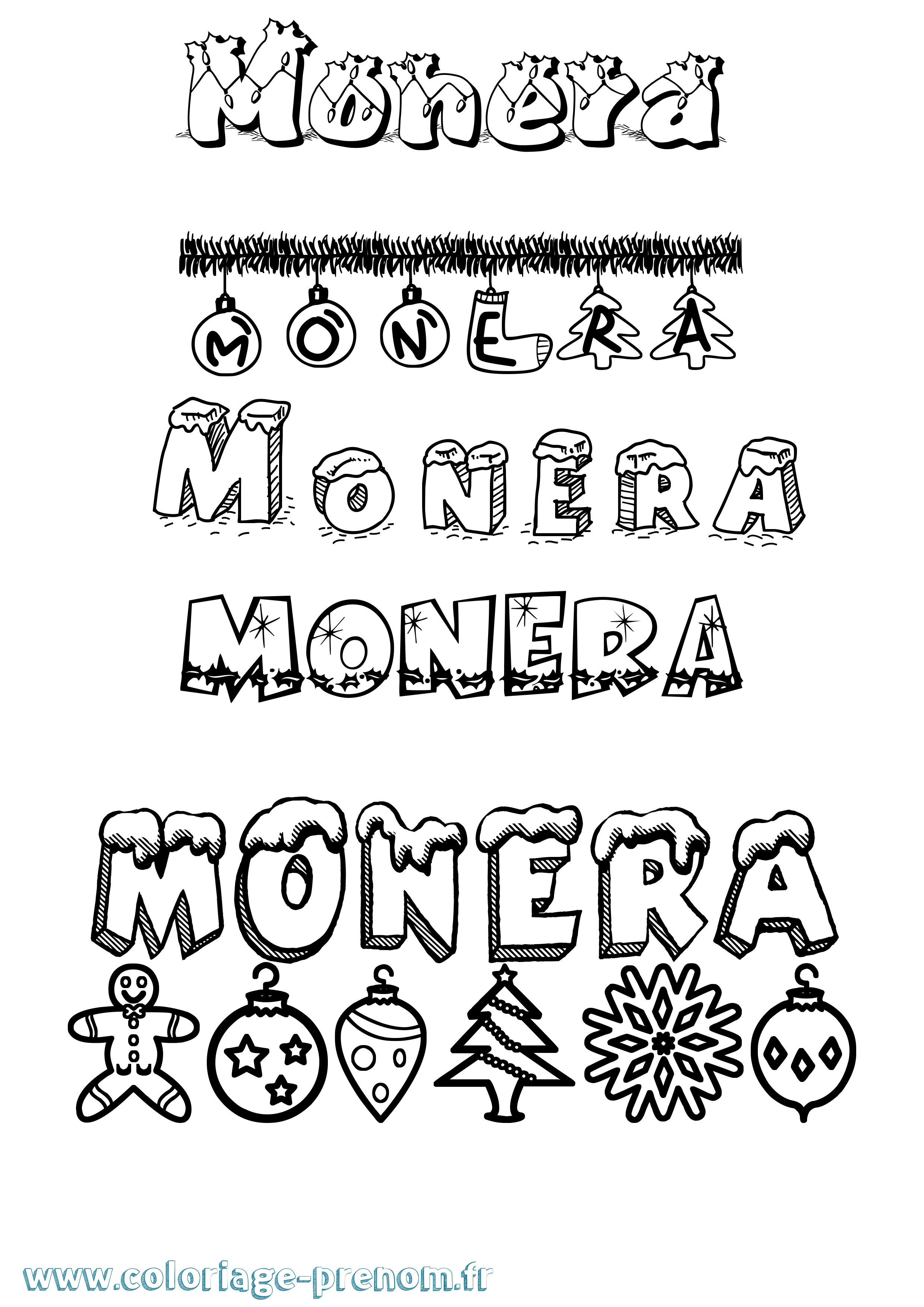 Coloriage Monera Noël Coloriage prénom Monera Noël