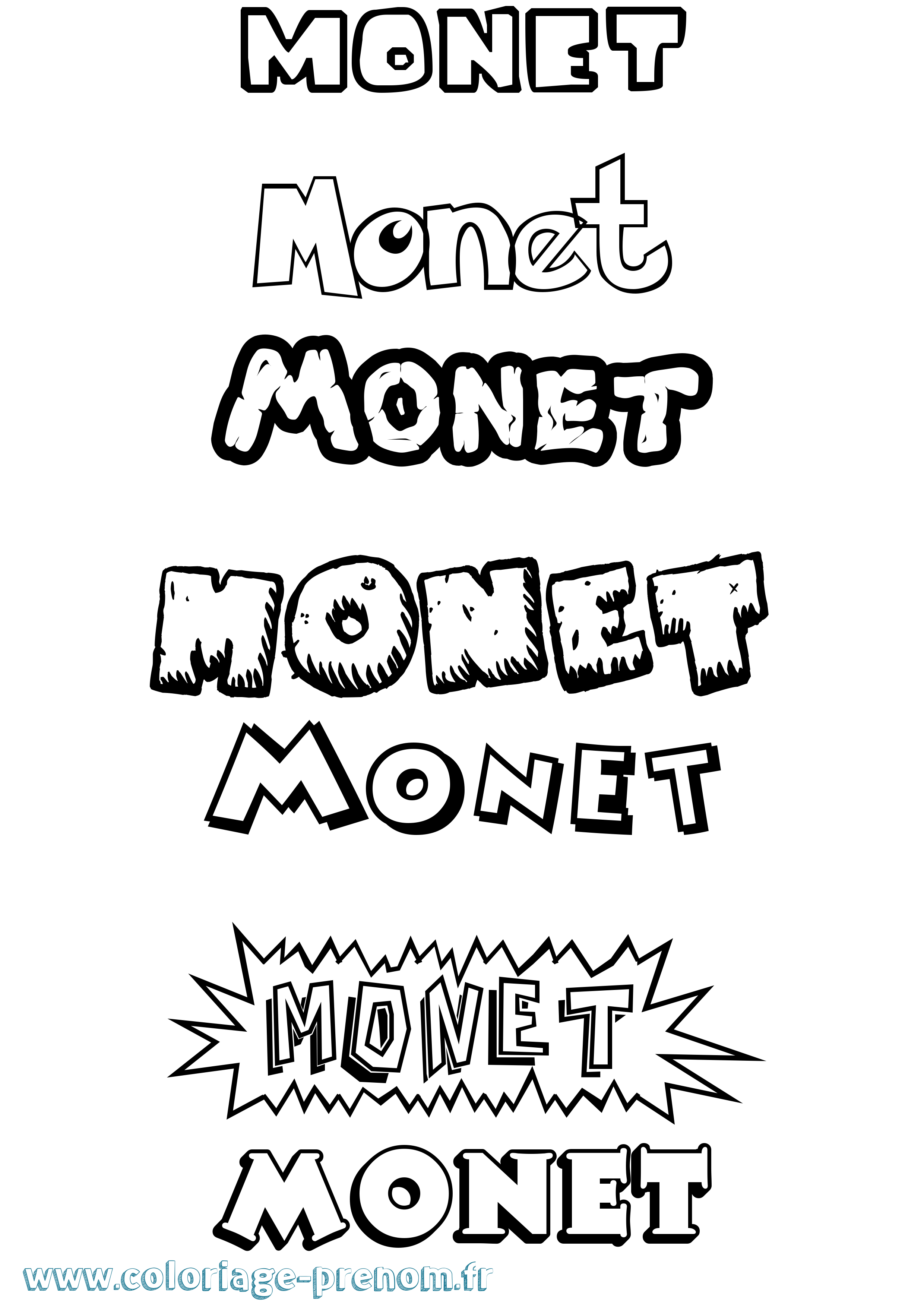 Coloriage Monet Dessin Animé Coloriage prénom Monet Dessin Animé