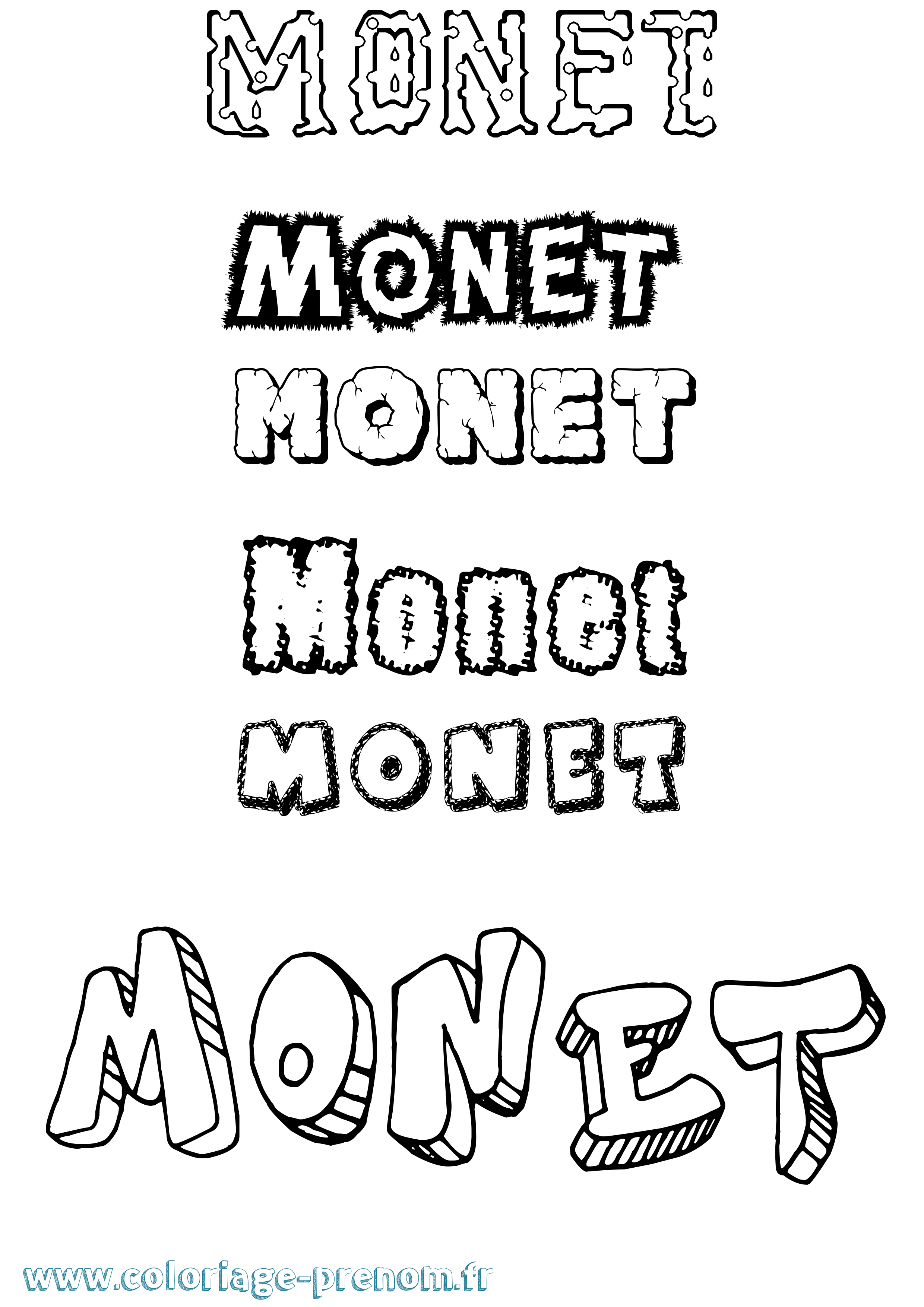 Coloriage Monet Destructuré Coloriage prénom Monet Destructuré