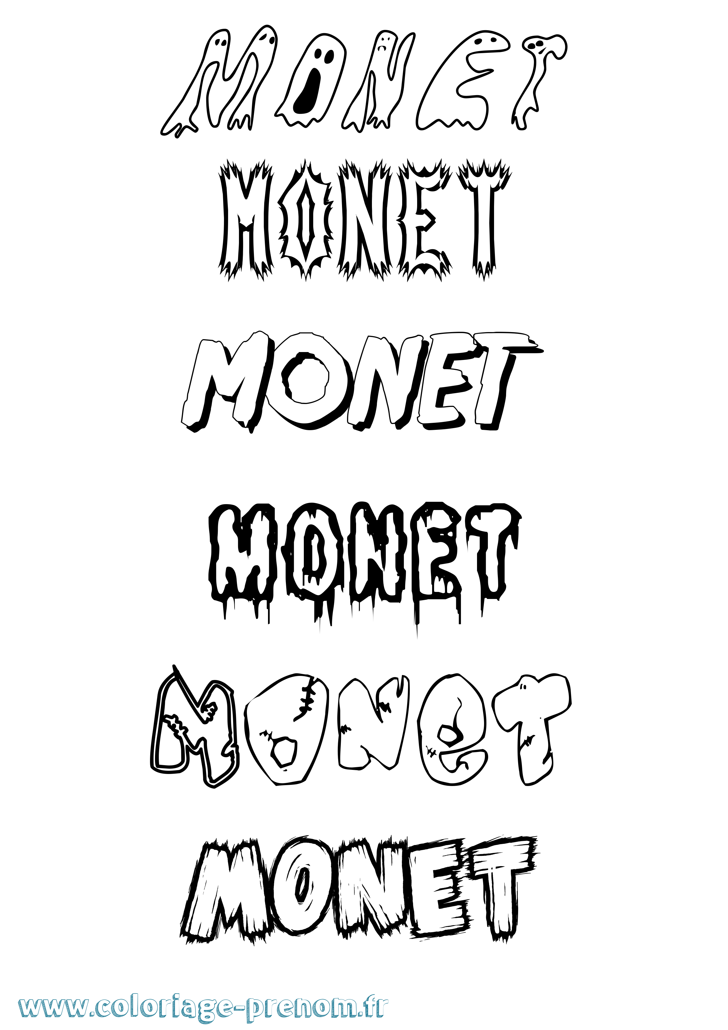 Coloriage Monet Frisson Coloriage prénom Monet Frisson