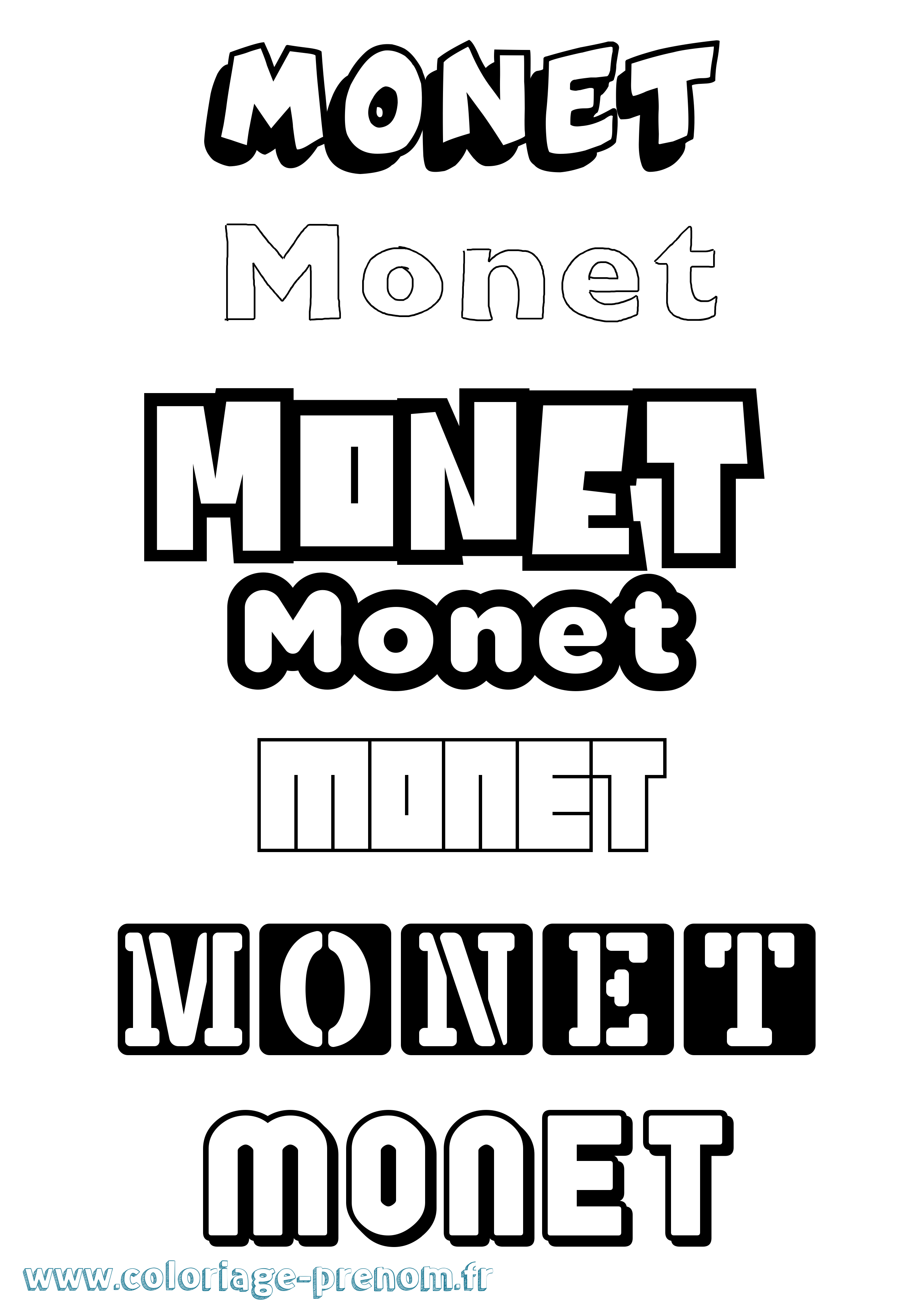 Coloriage Monet Simple Coloriage prénom Monet Simple