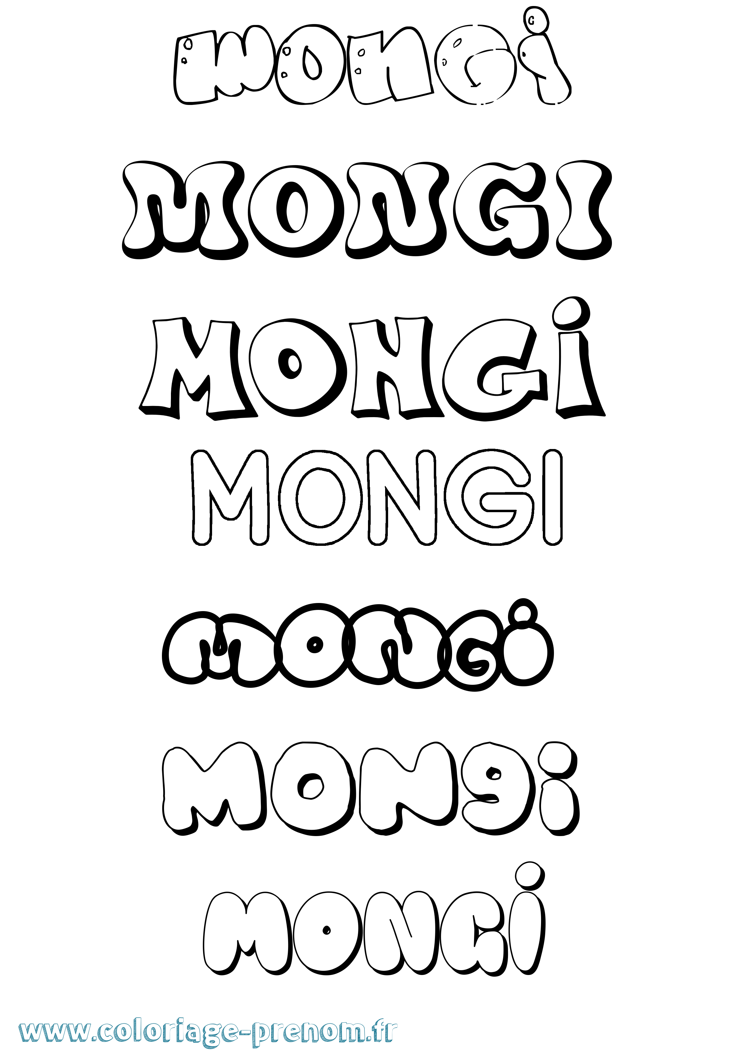 Coloriage Mongi Bubble Coloriage prénom Mongi Bubble