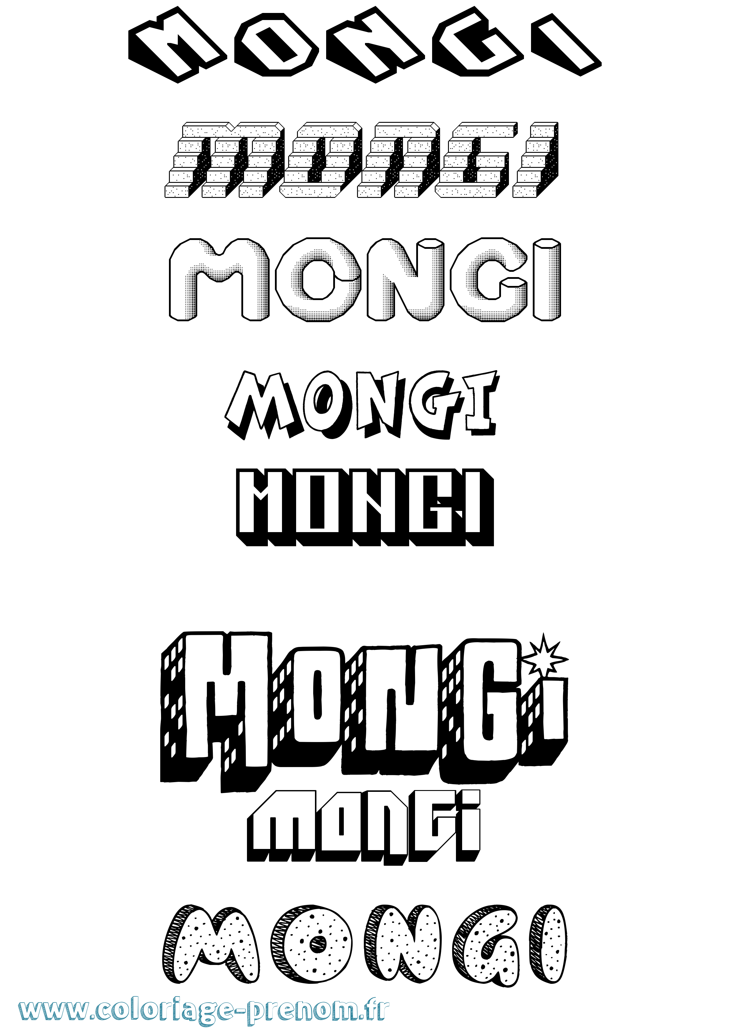 Coloriage Mongi Effet 3D Coloriage prénom Mongi Effet 3D