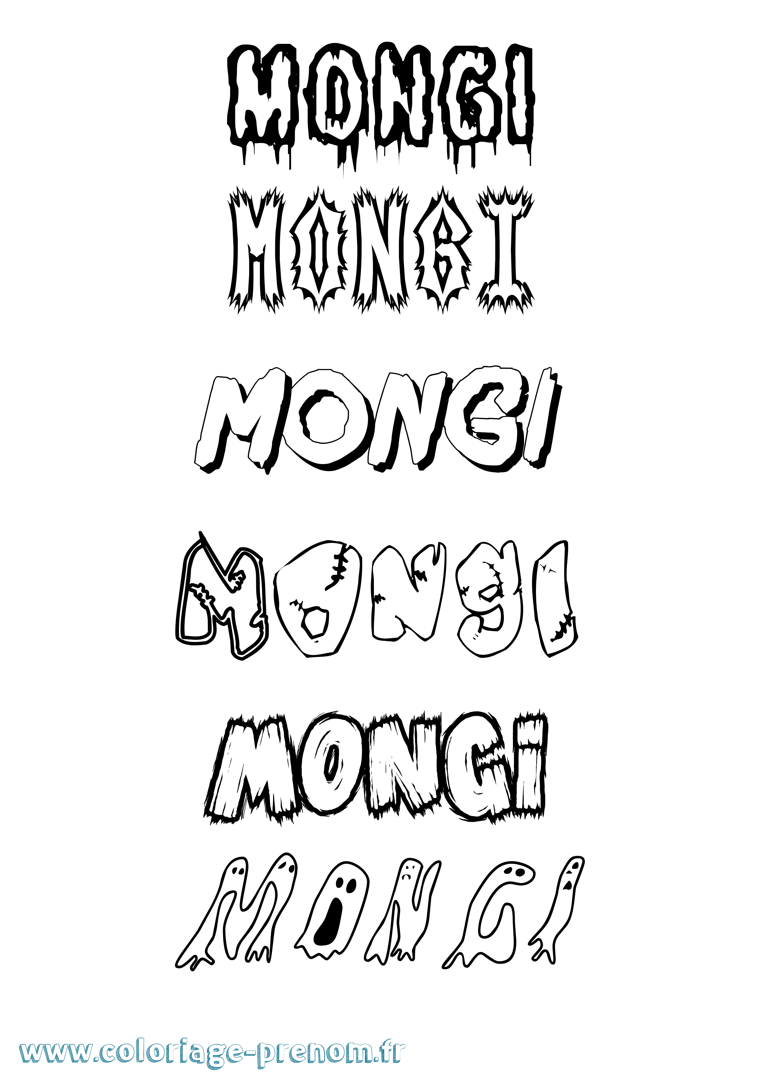Coloriage Mongi Frisson Coloriage prénom Mongi Frisson