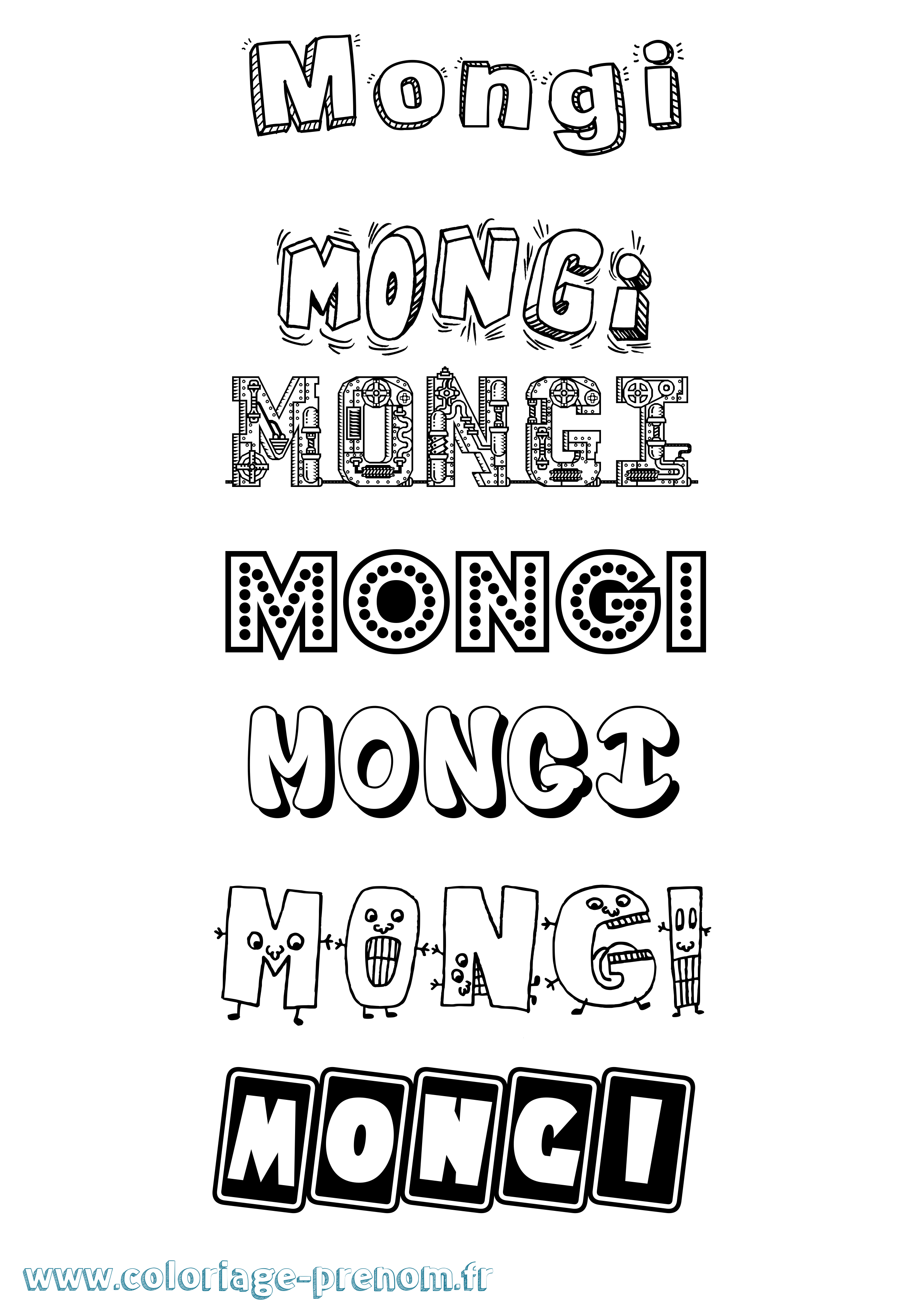 Coloriage Mongi Fun Coloriage prénom Mongi Fun