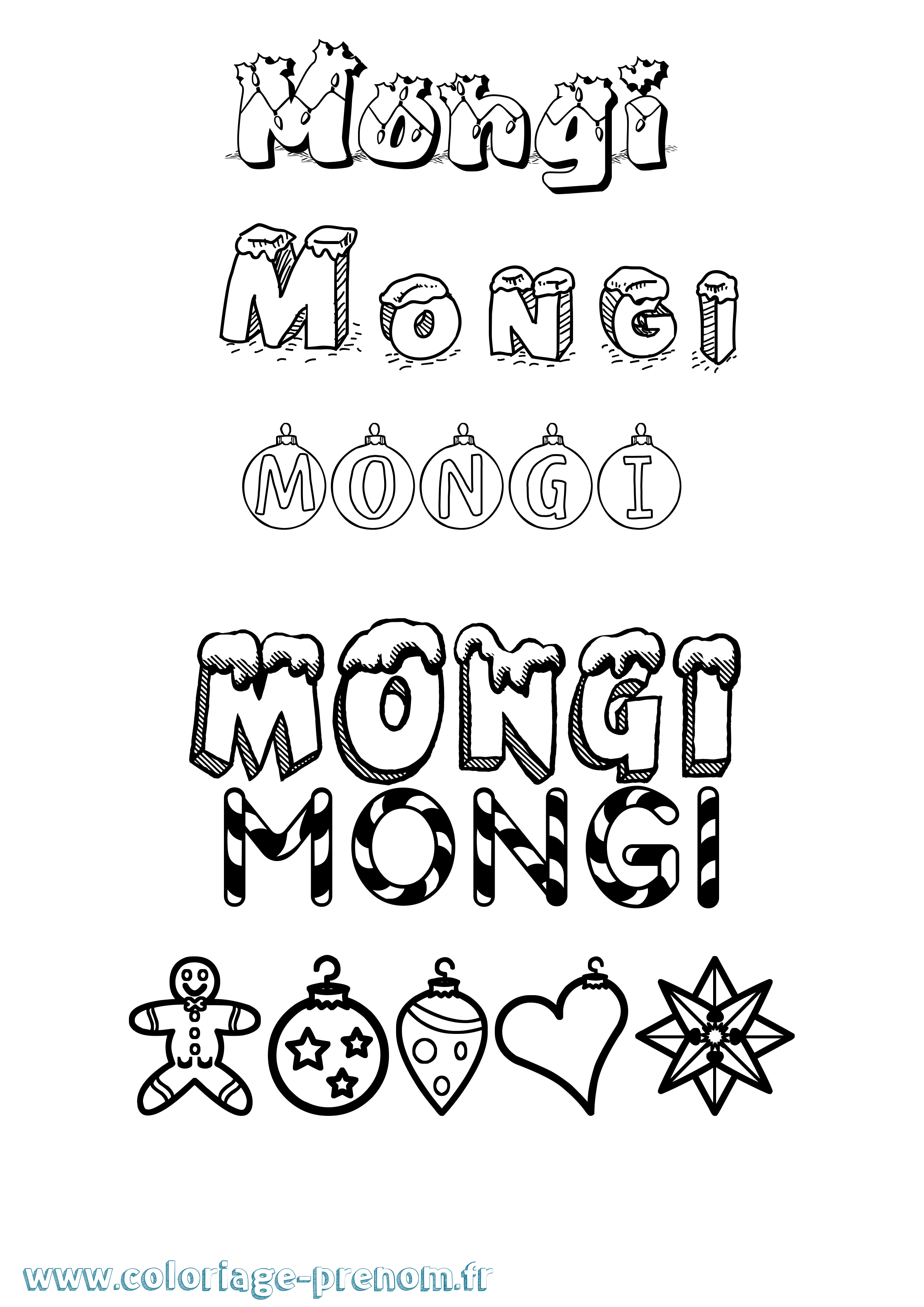 Coloriage Mongi Noël Coloriage prénom Mongi Noël