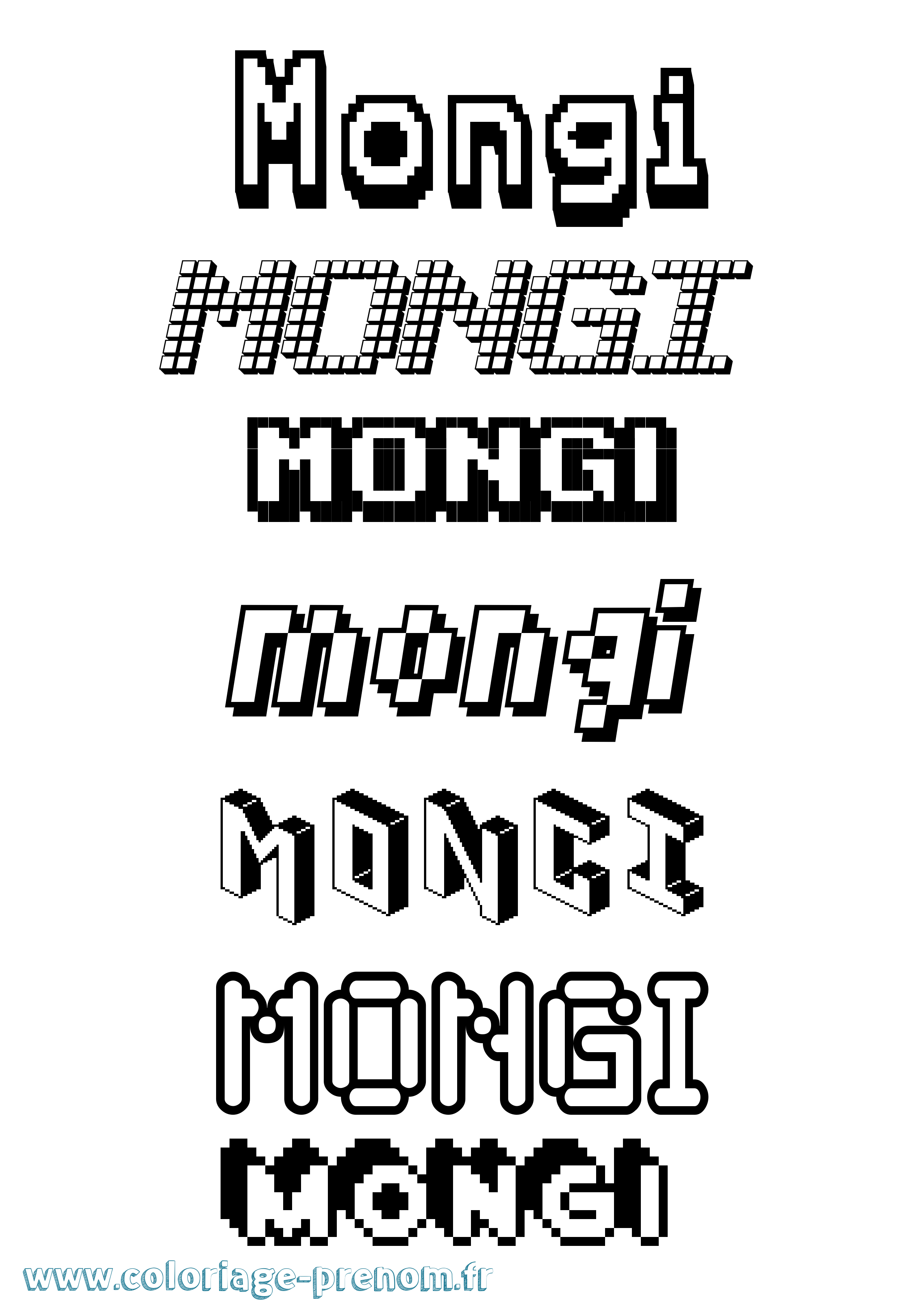 Coloriage Mongi Pixel Coloriage prénom Mongi Pixel