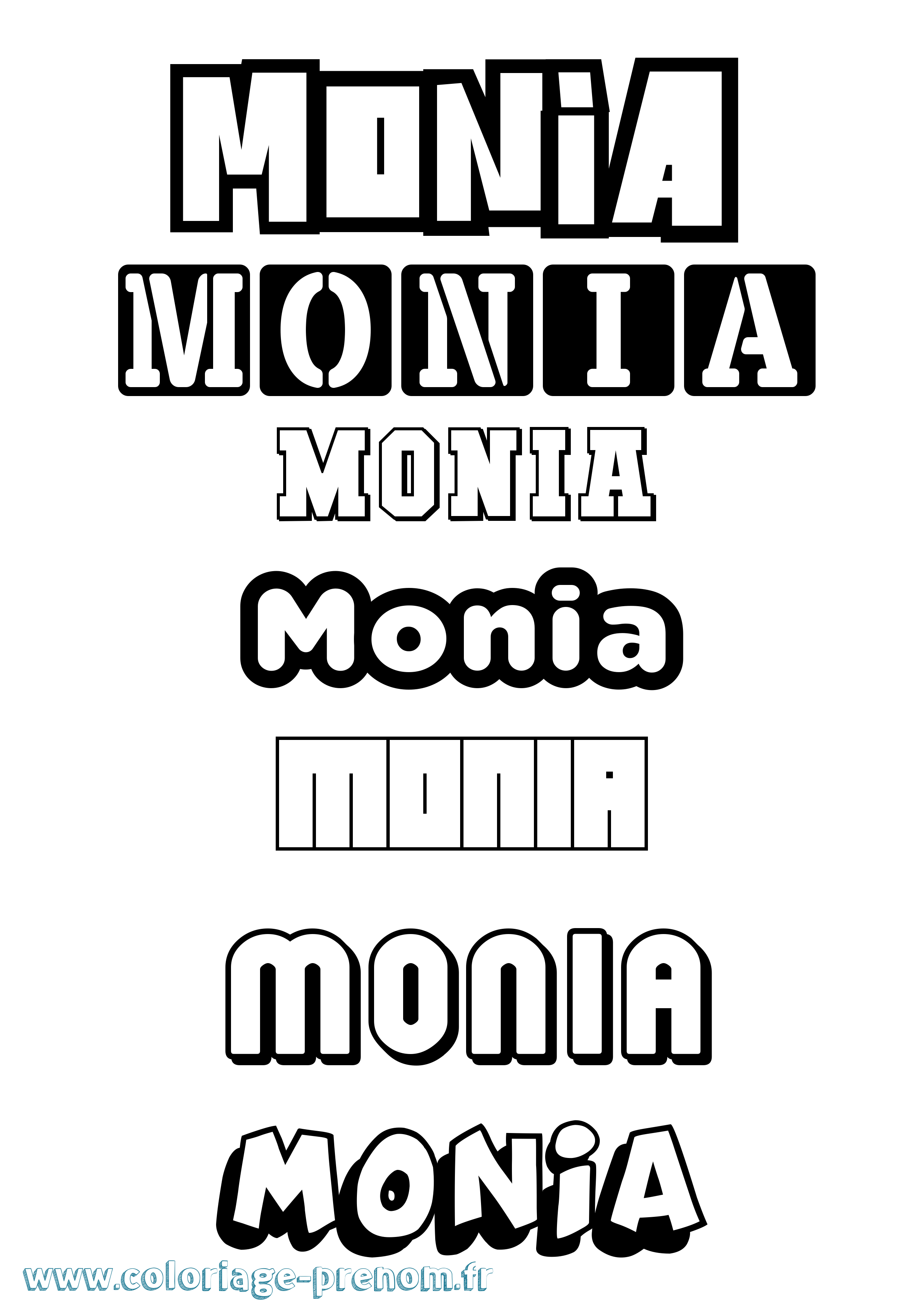 Coloriage Monia Simple Coloriage prénom Monia Simple