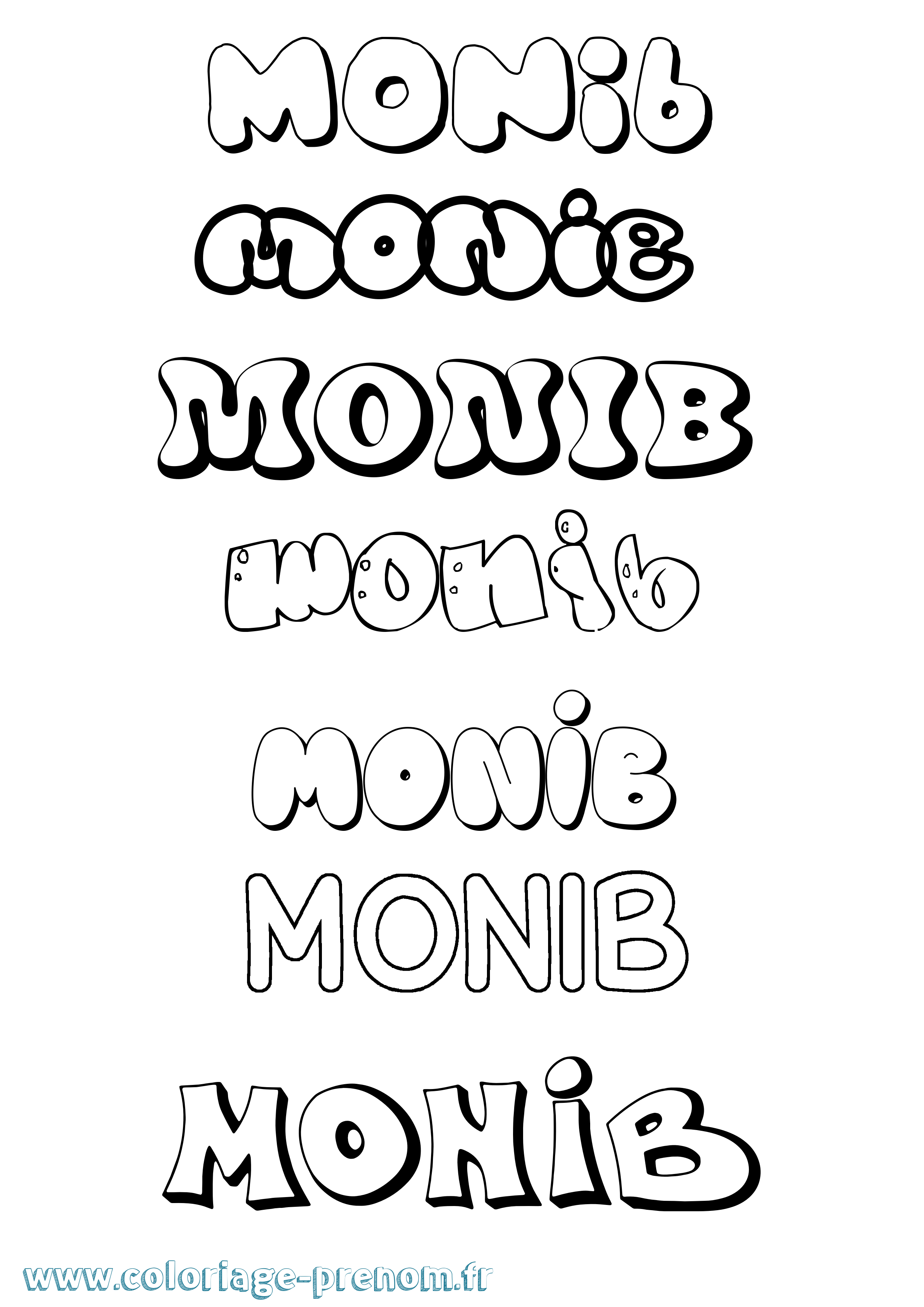 Coloriage Monib Bubble Coloriage prénom Monib Bubble