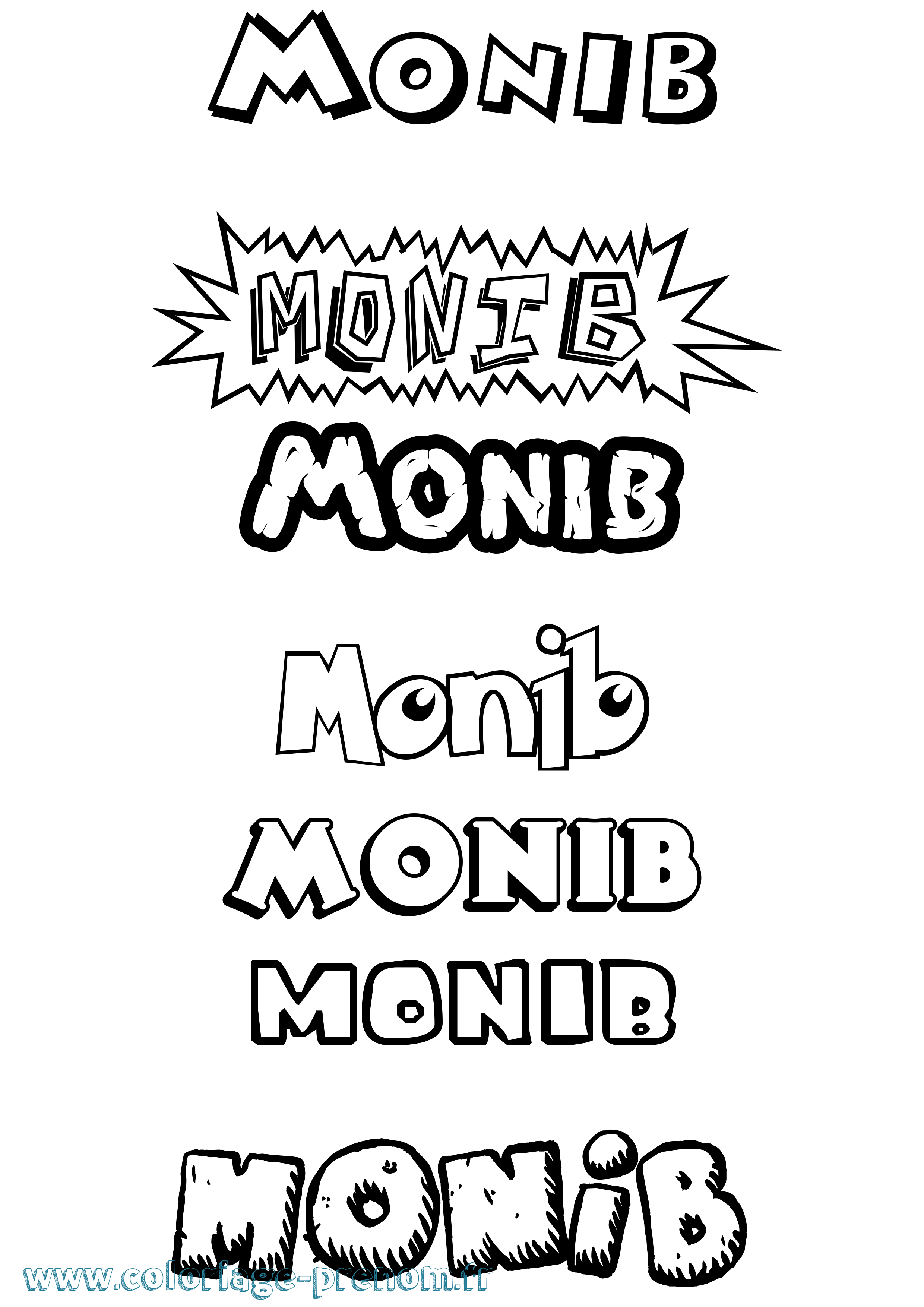 Coloriage Monib Dessin Animé Coloriage prénom Monib Dessin Animé