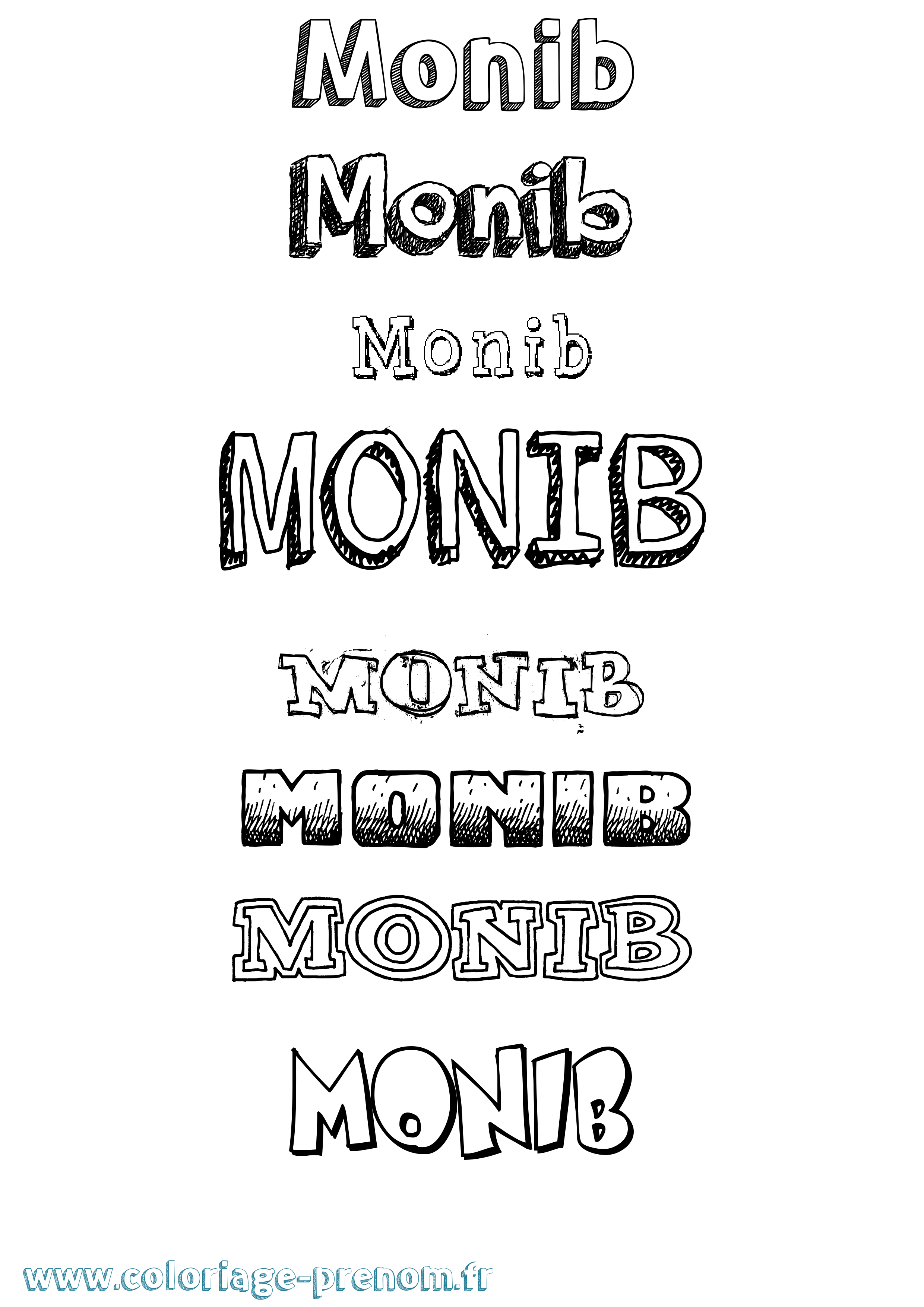 Coloriage Monib Dessiné Coloriage prénom Monib Dessiné