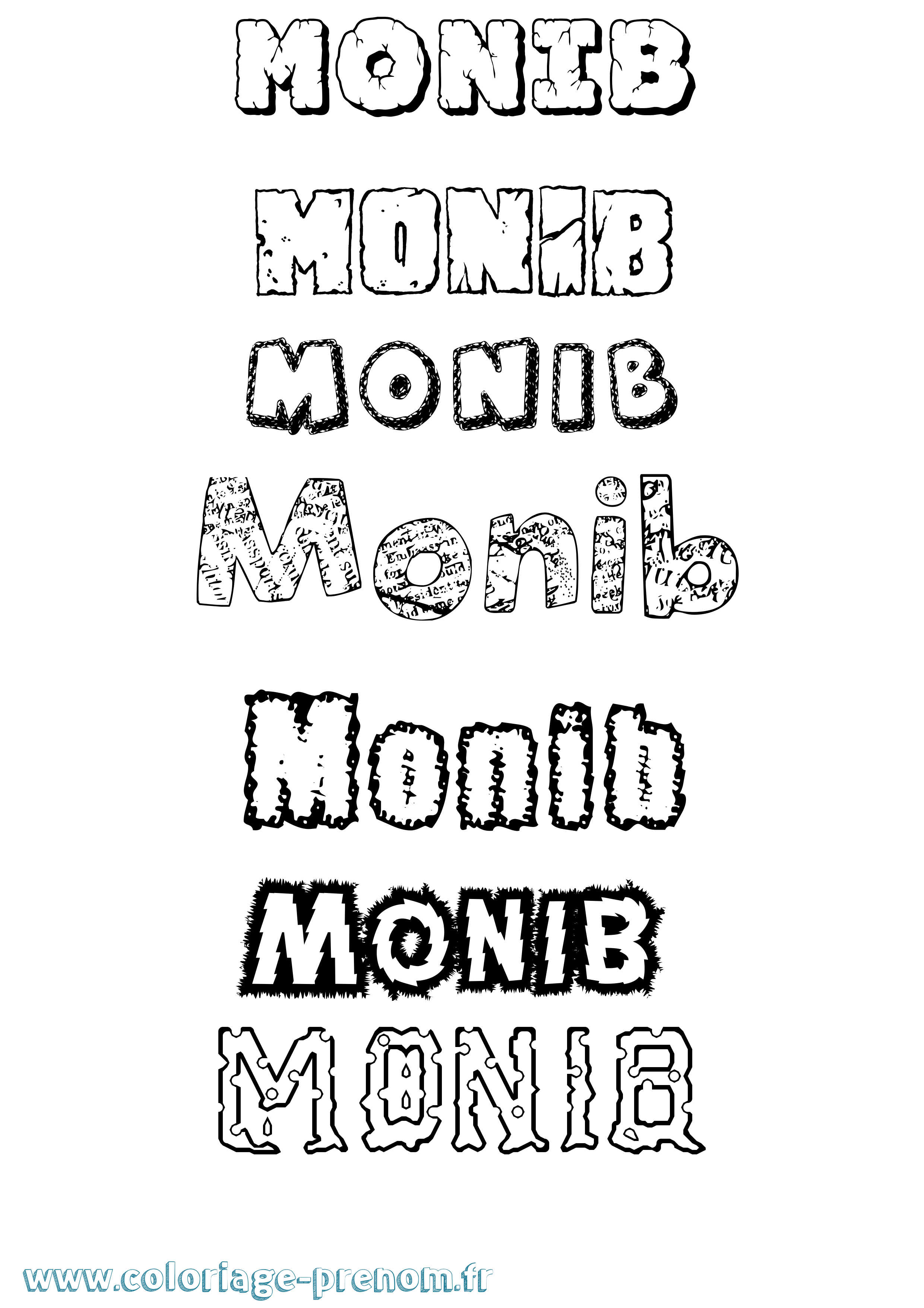Coloriage Monib Destructuré Coloriage prénom Monib Destructuré