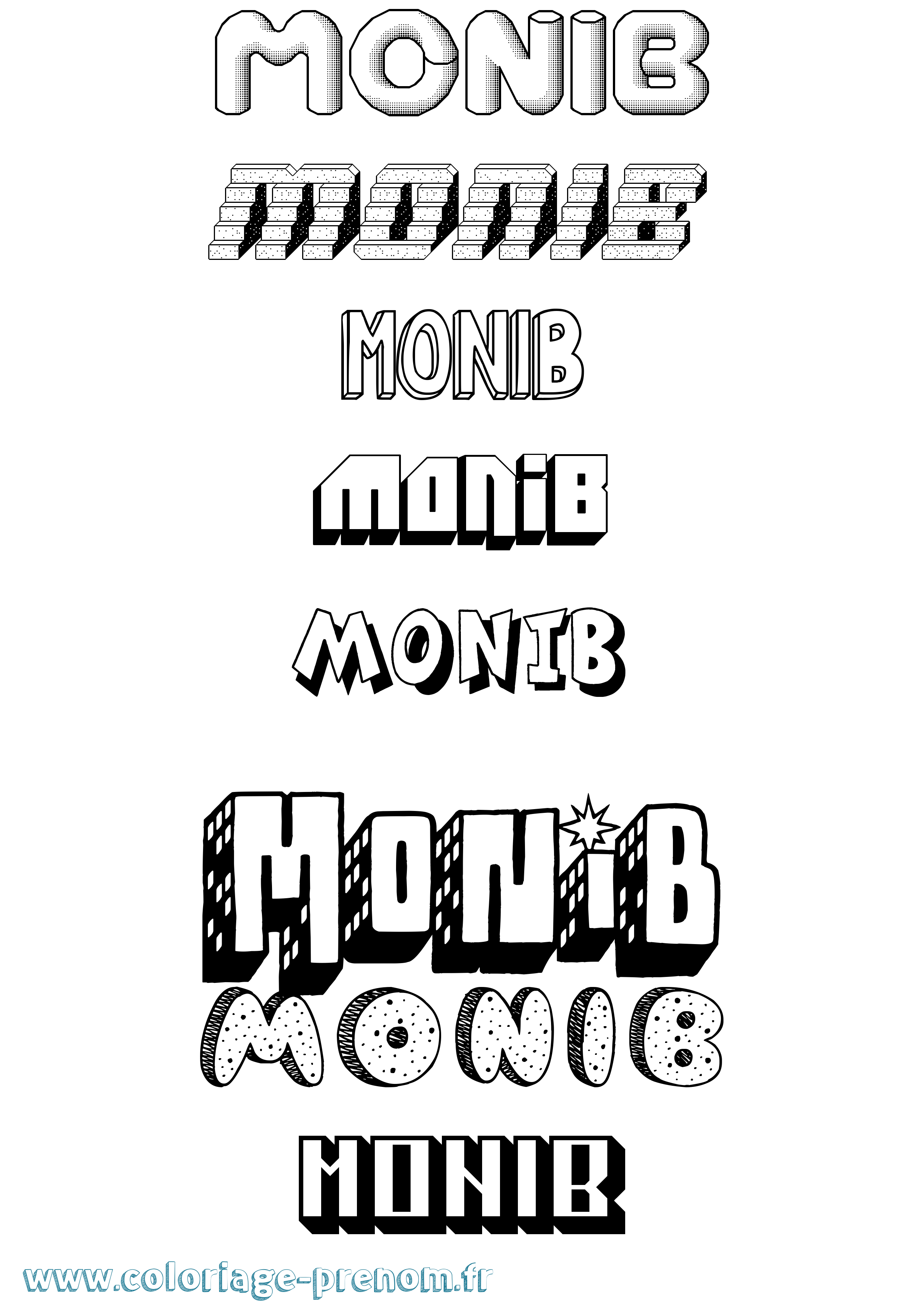 Coloriage Monib Effet 3D Coloriage prénom Monib Effet 3D
