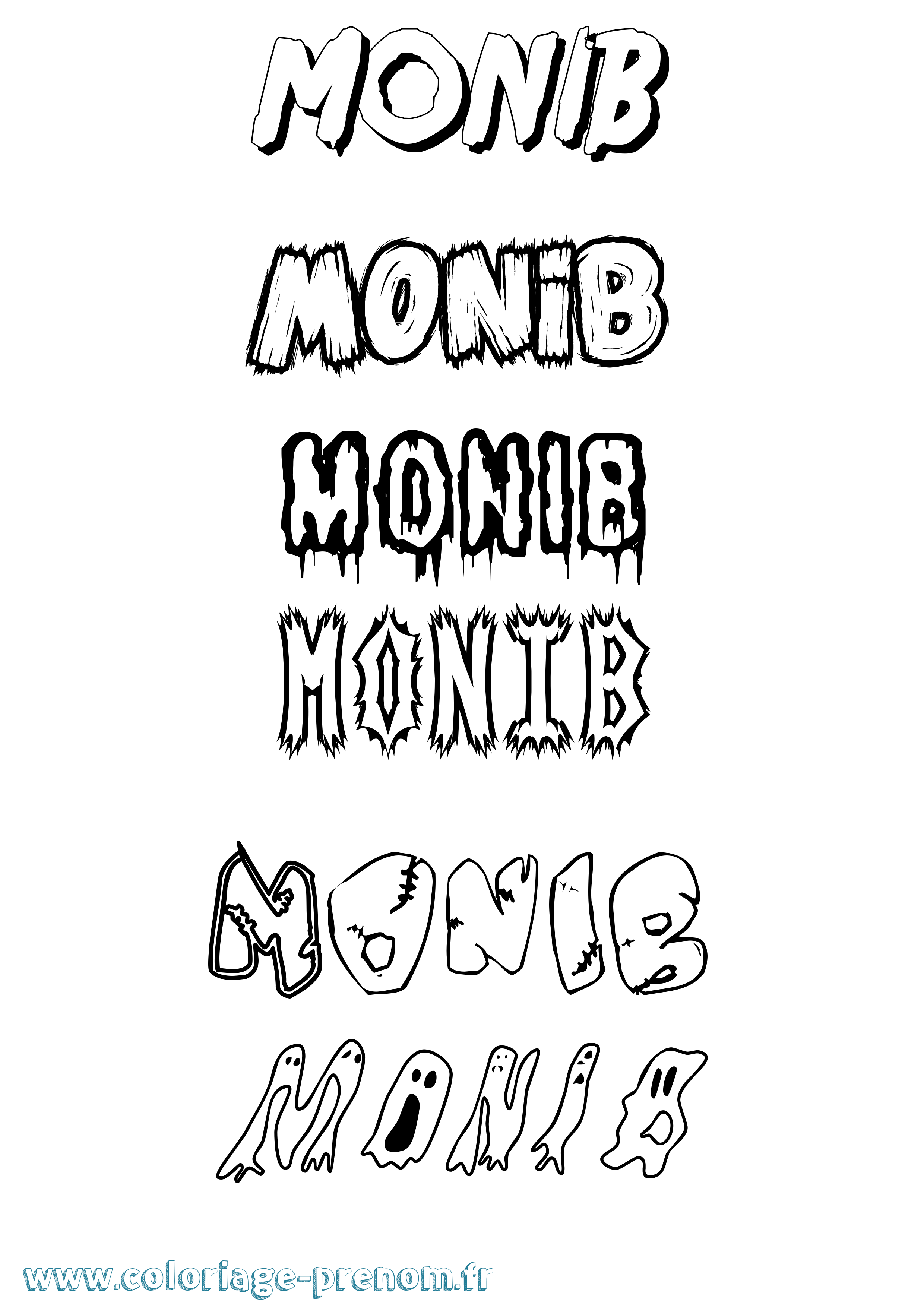 Coloriage Monib Frisson Coloriage prénom Monib Frisson