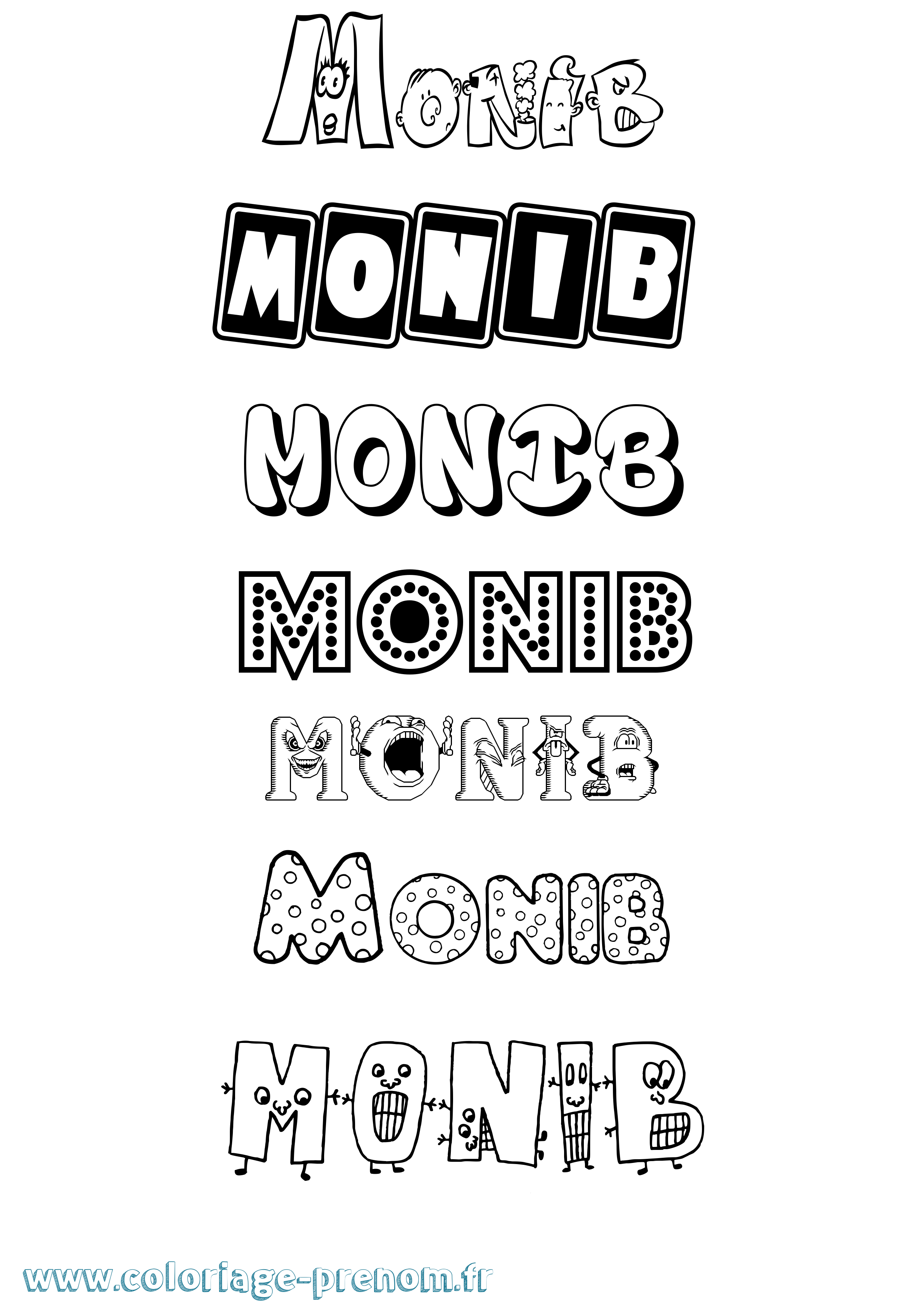 Coloriage Monib Fun Coloriage prénom Monib Fun