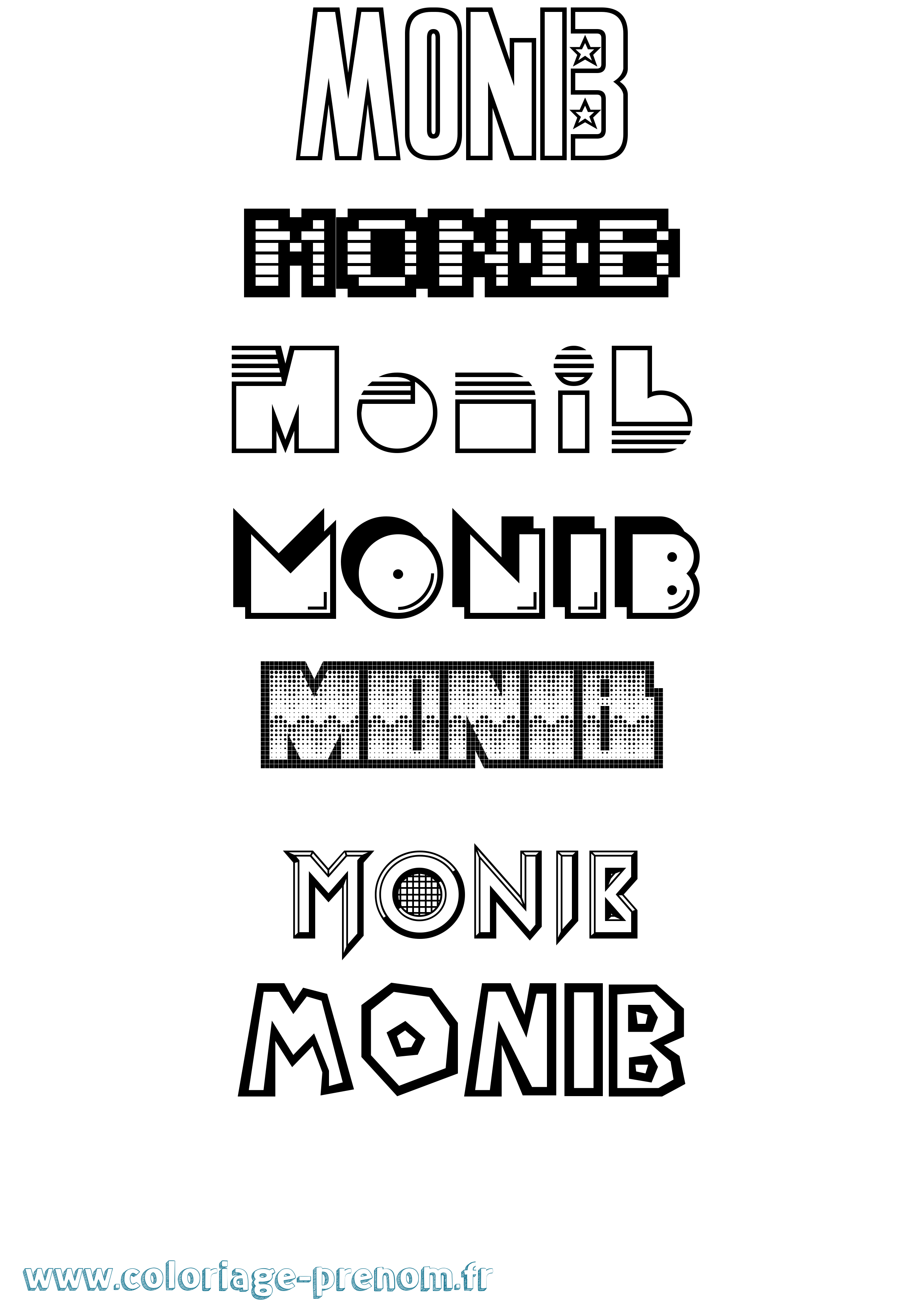 Coloriage Monib Jeux Vidéos Coloriage prénom Monib Jeux Vidéos