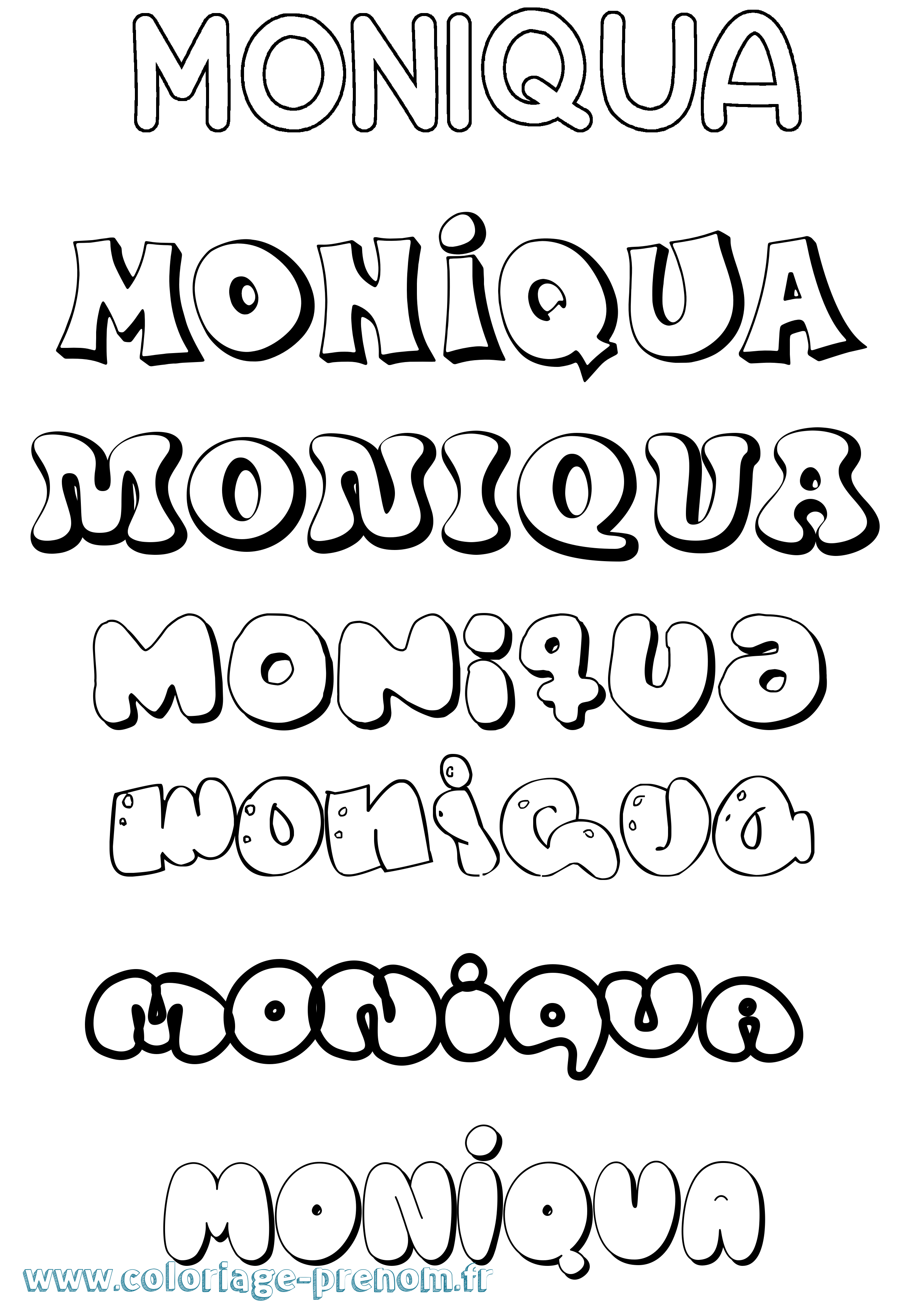 Coloriage Moniqua Bubble Coloriage prénom Moniqua Bubble
