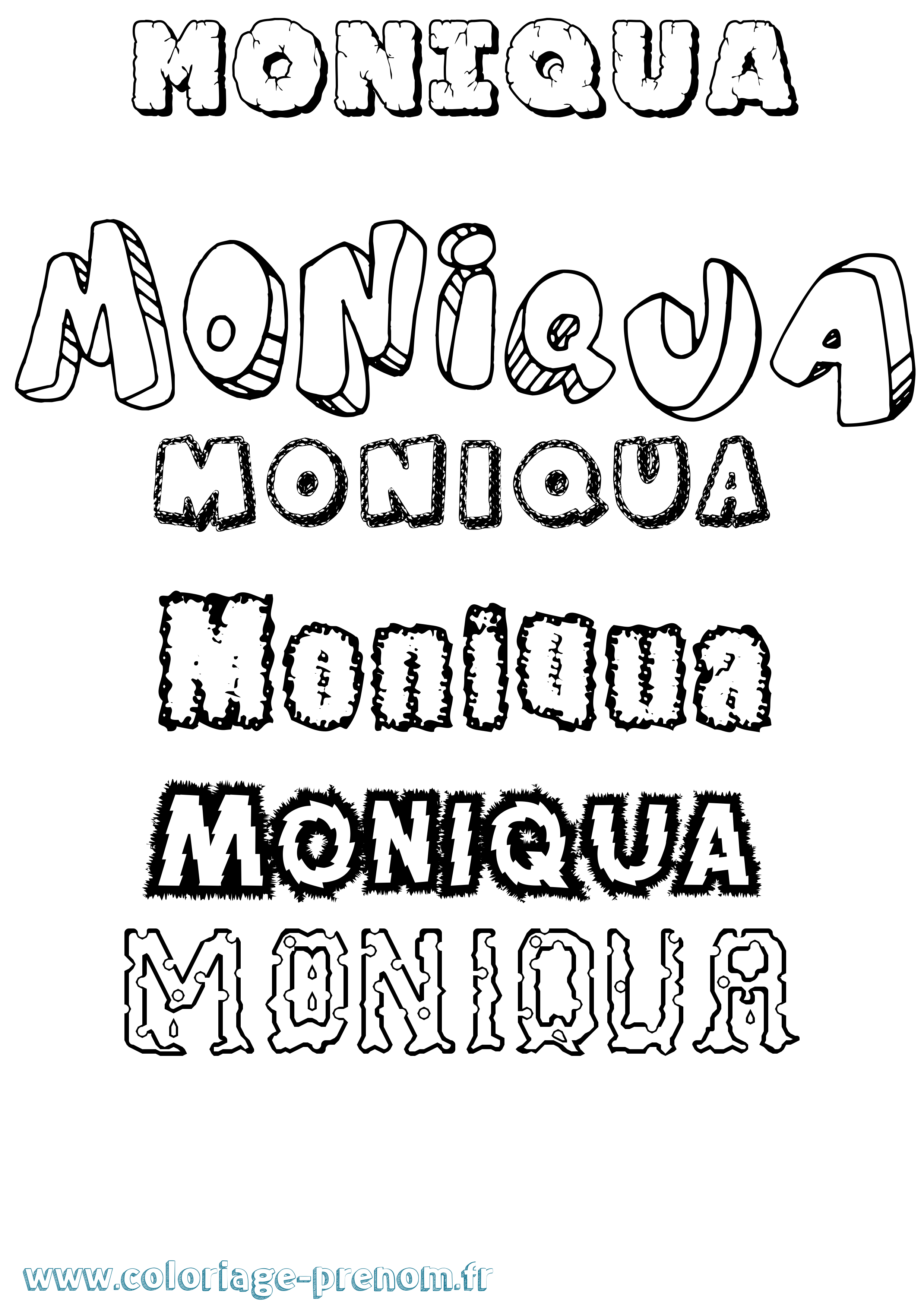 Coloriage Moniqua Destructuré Coloriage prénom Moniqua Destructuré