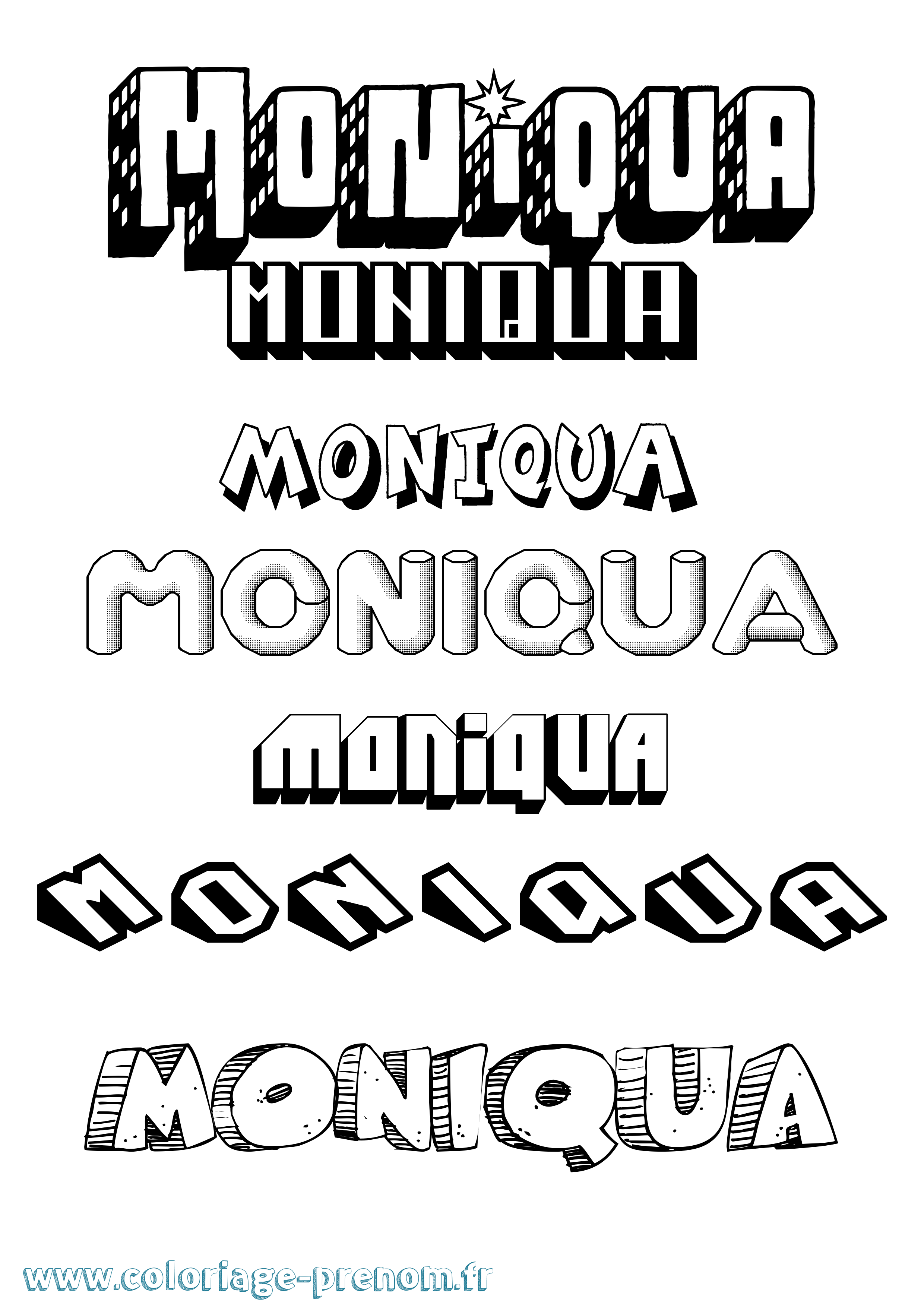 Coloriage Moniqua Effet 3D Coloriage prénom Moniqua Effet 3D