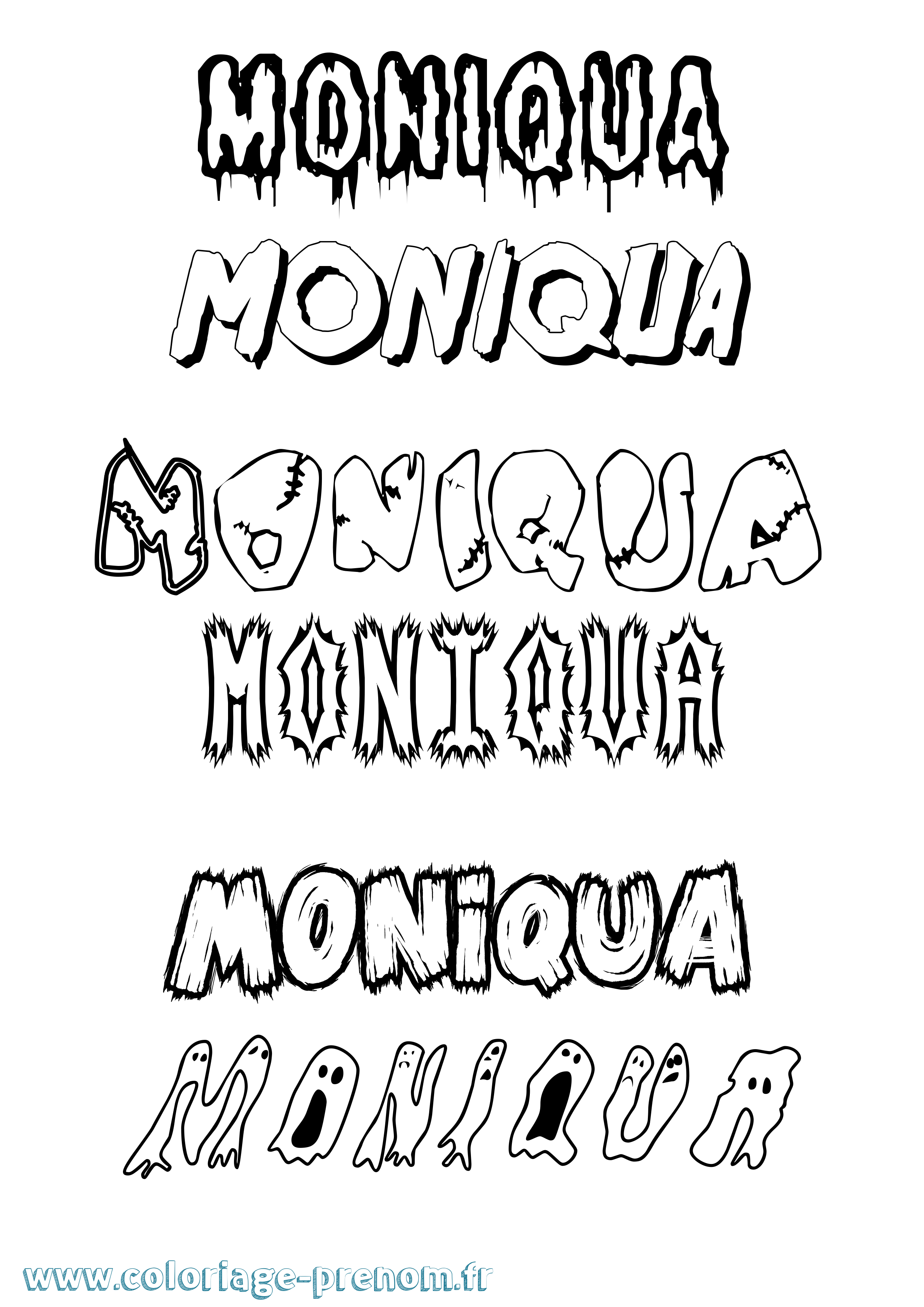 Coloriage Moniqua Frisson Coloriage prénom Moniqua Frisson