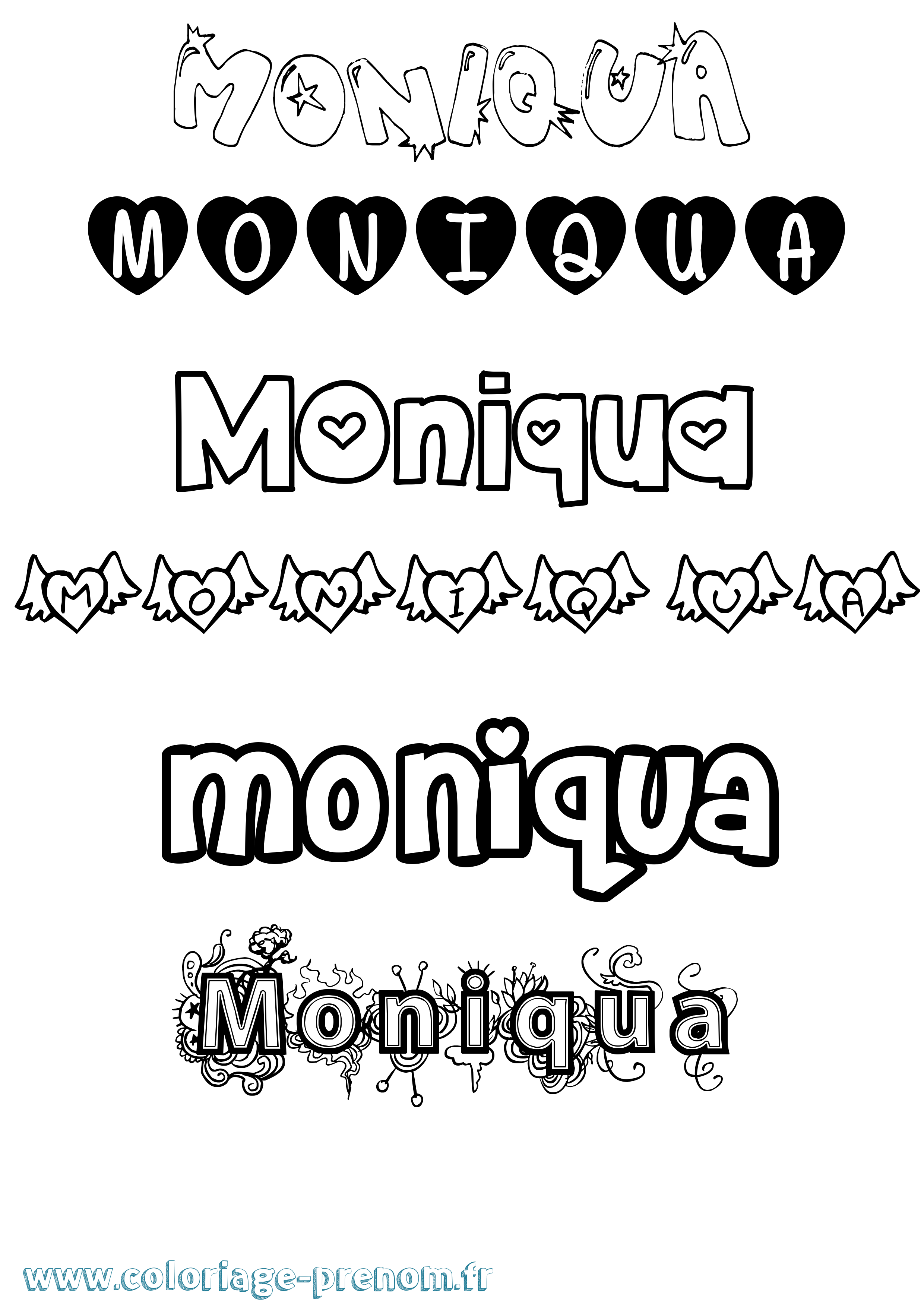 Coloriage Moniqua Girly Coloriage prénom Moniqua Girly
