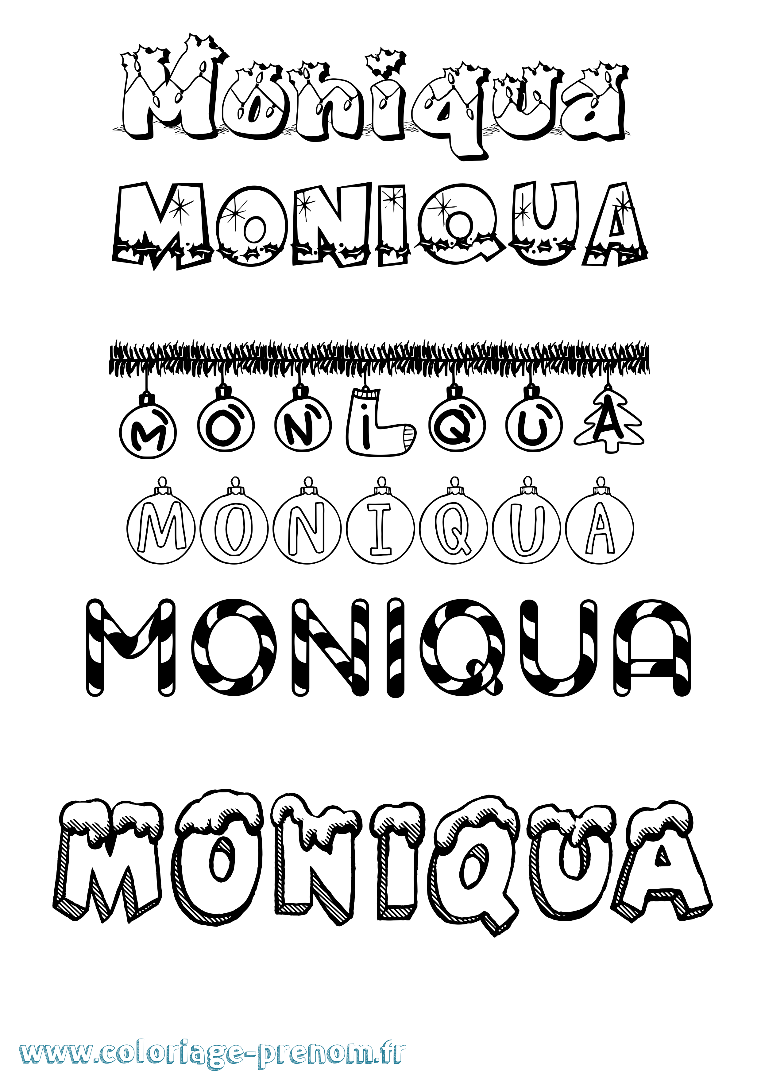 Coloriage Moniqua Noël Coloriage prénom Moniqua Noël