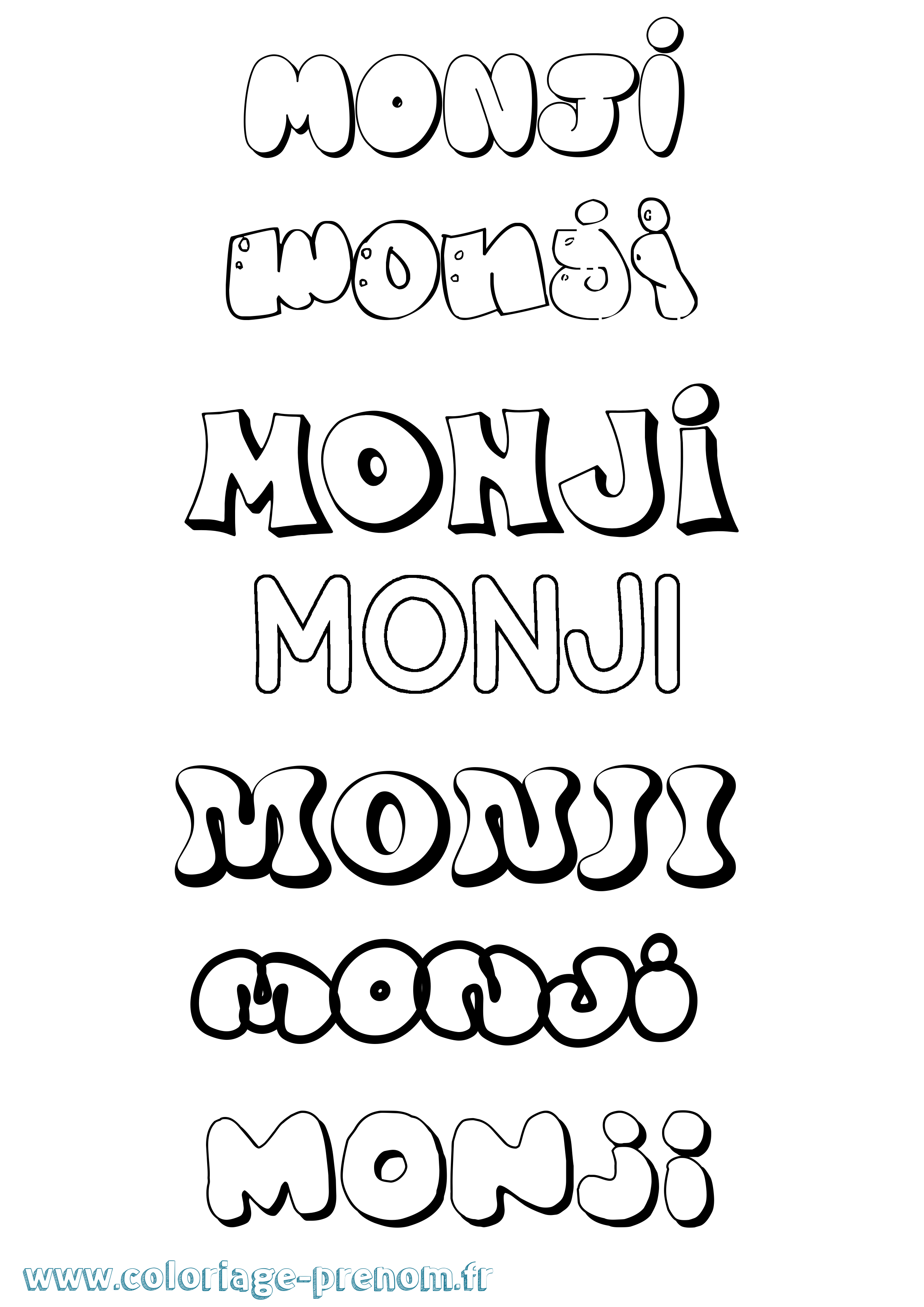 Coloriage Monji Bubble Coloriage prénom Monji Bubble