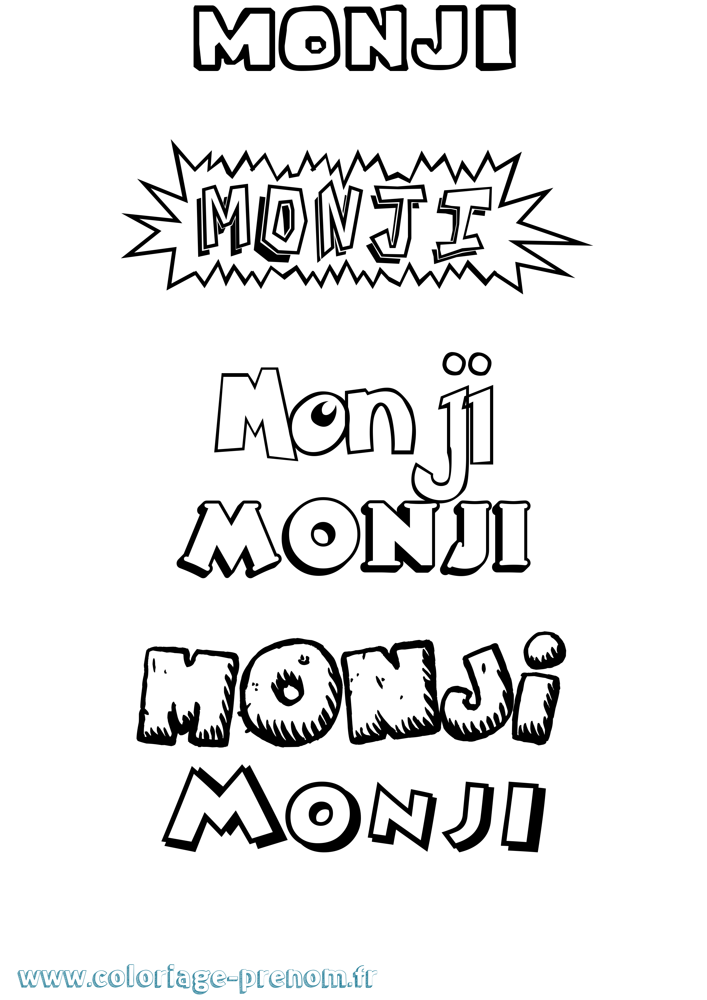 Coloriage Monji Dessin Animé Coloriage prénom Monji Dessin Animé