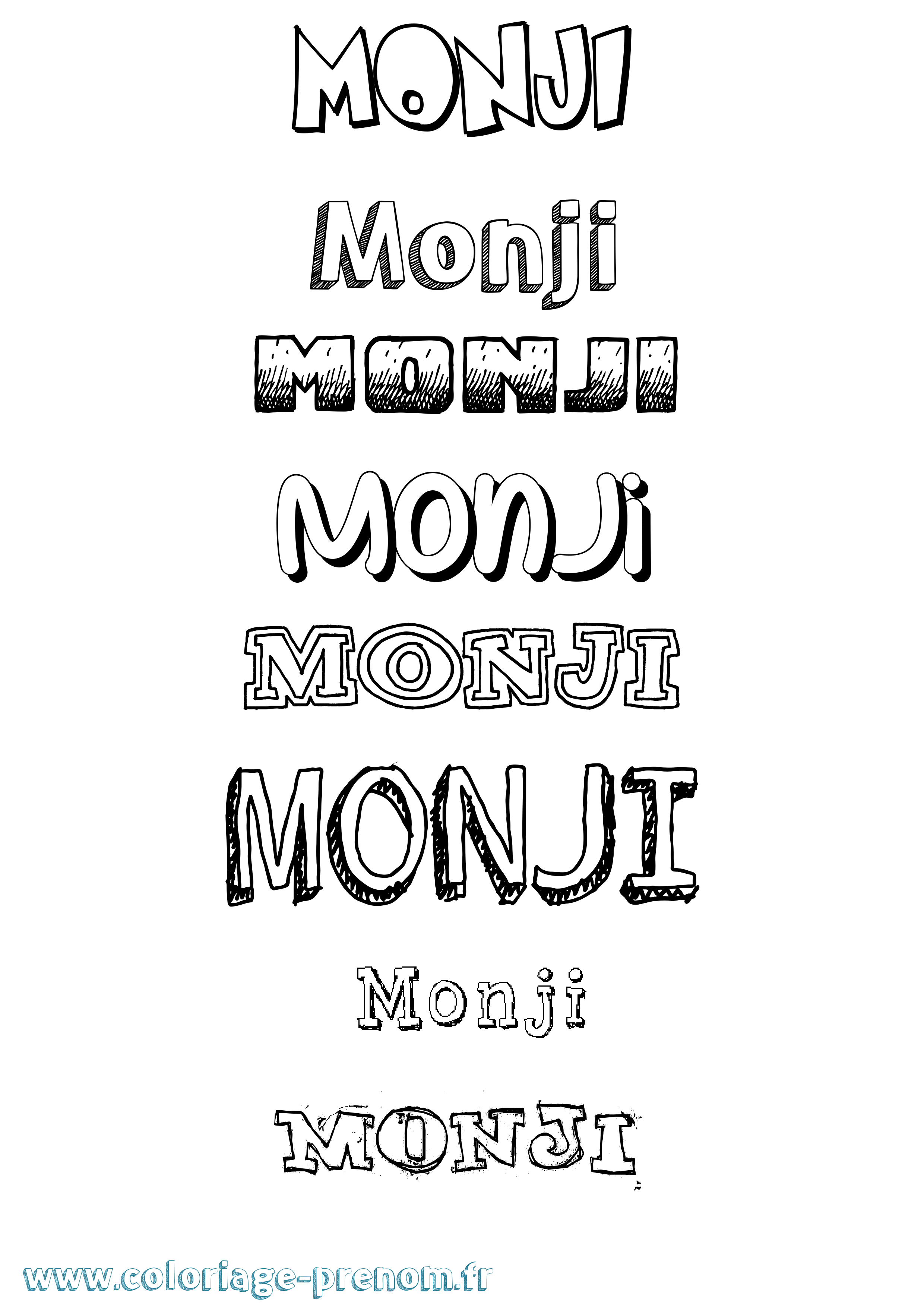 Coloriage Monji Dessiné Coloriage prénom Monji Dessiné