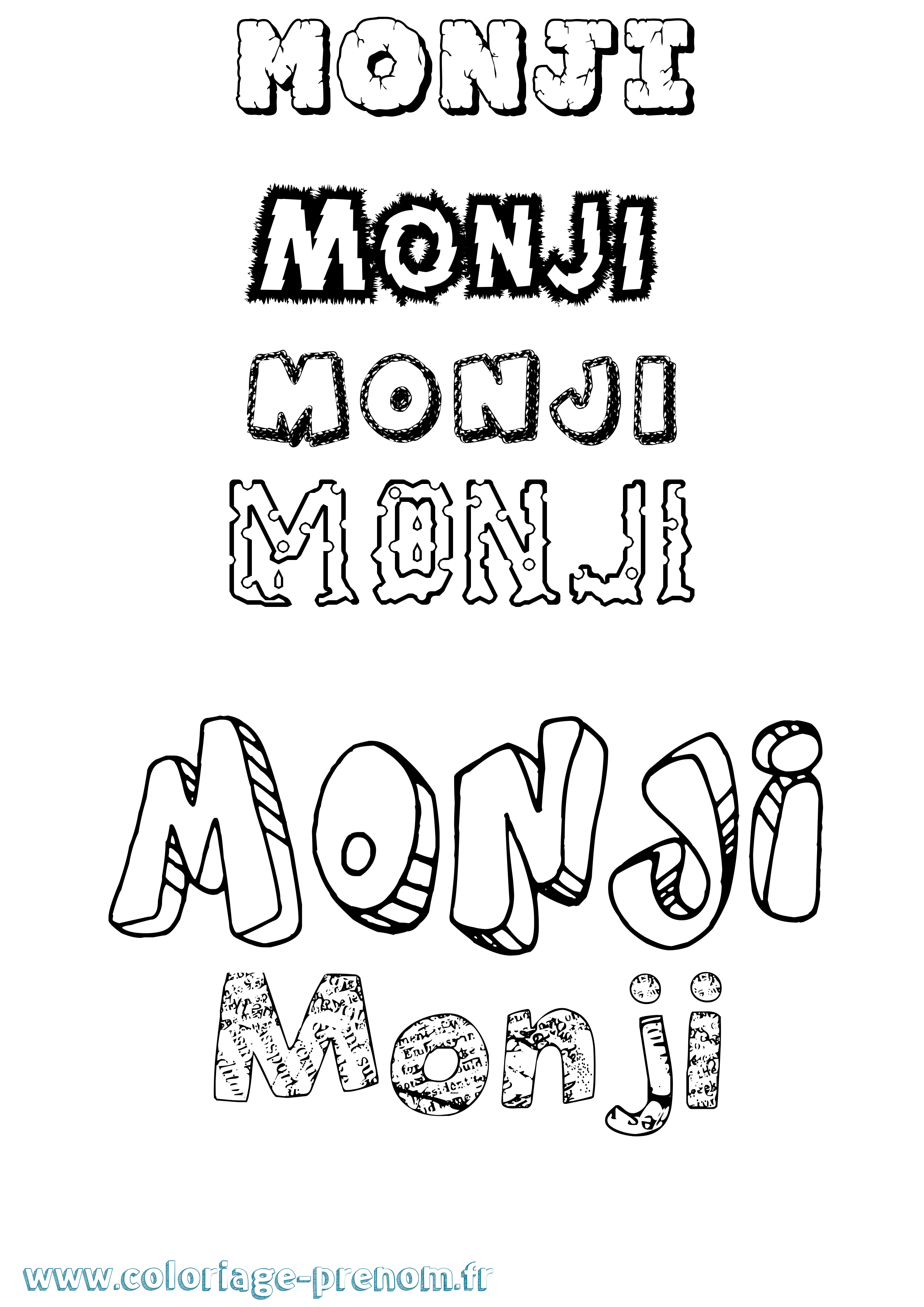 Coloriage Monji Destructuré Coloriage prénom Monji Destructuré