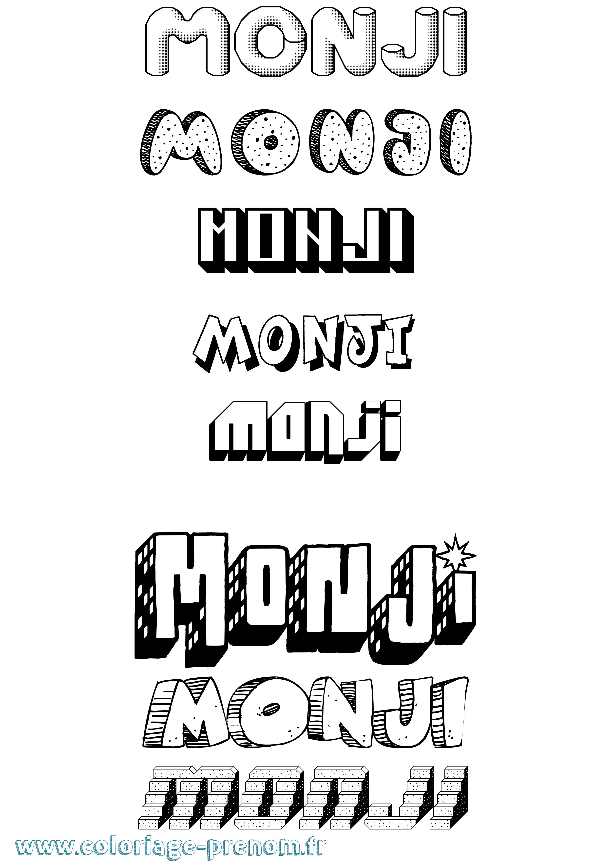 Coloriage Monji Effet 3D Coloriage prénom Monji Effet 3D