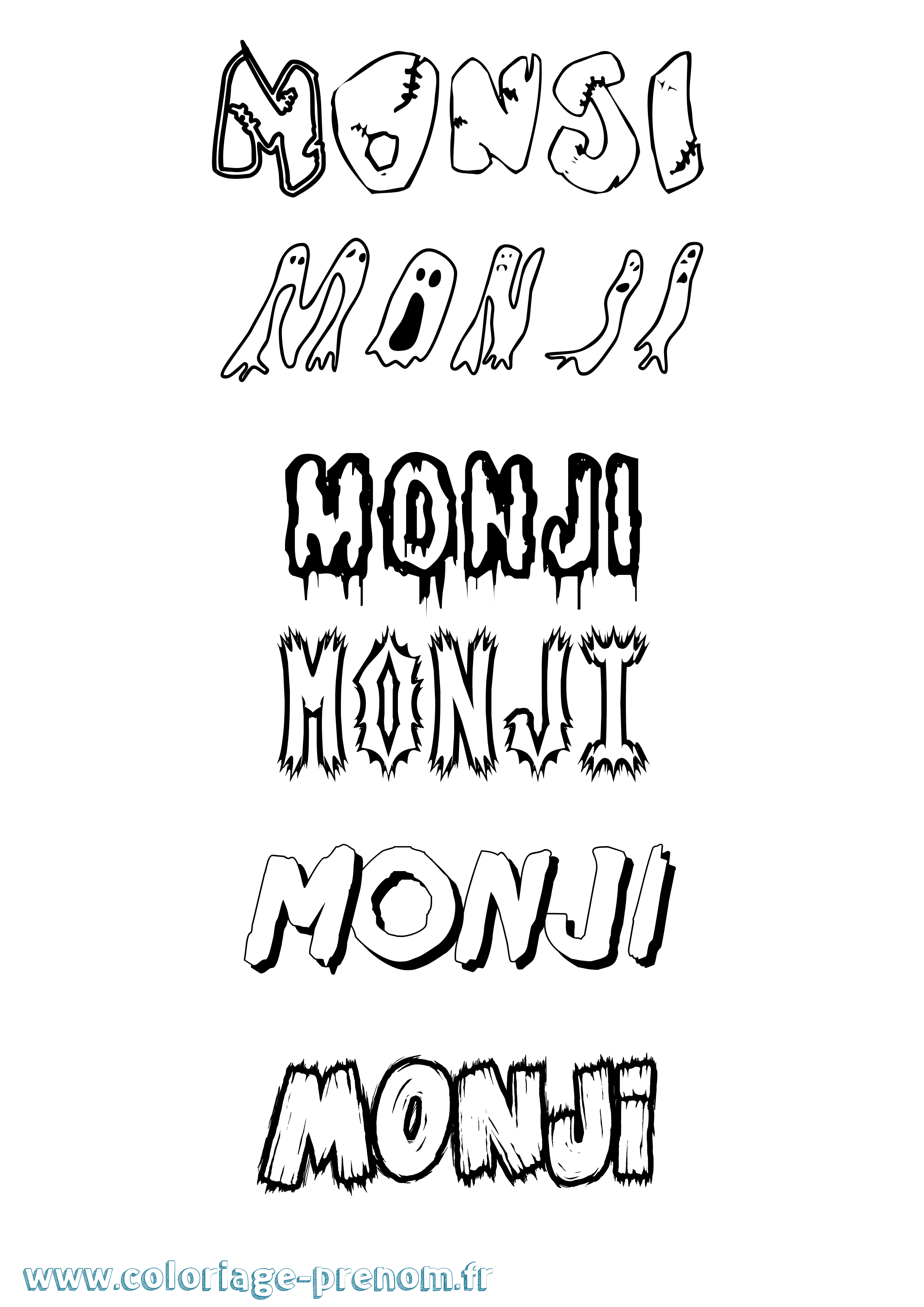 Coloriage Monji Frisson Coloriage prénom Monji Frisson