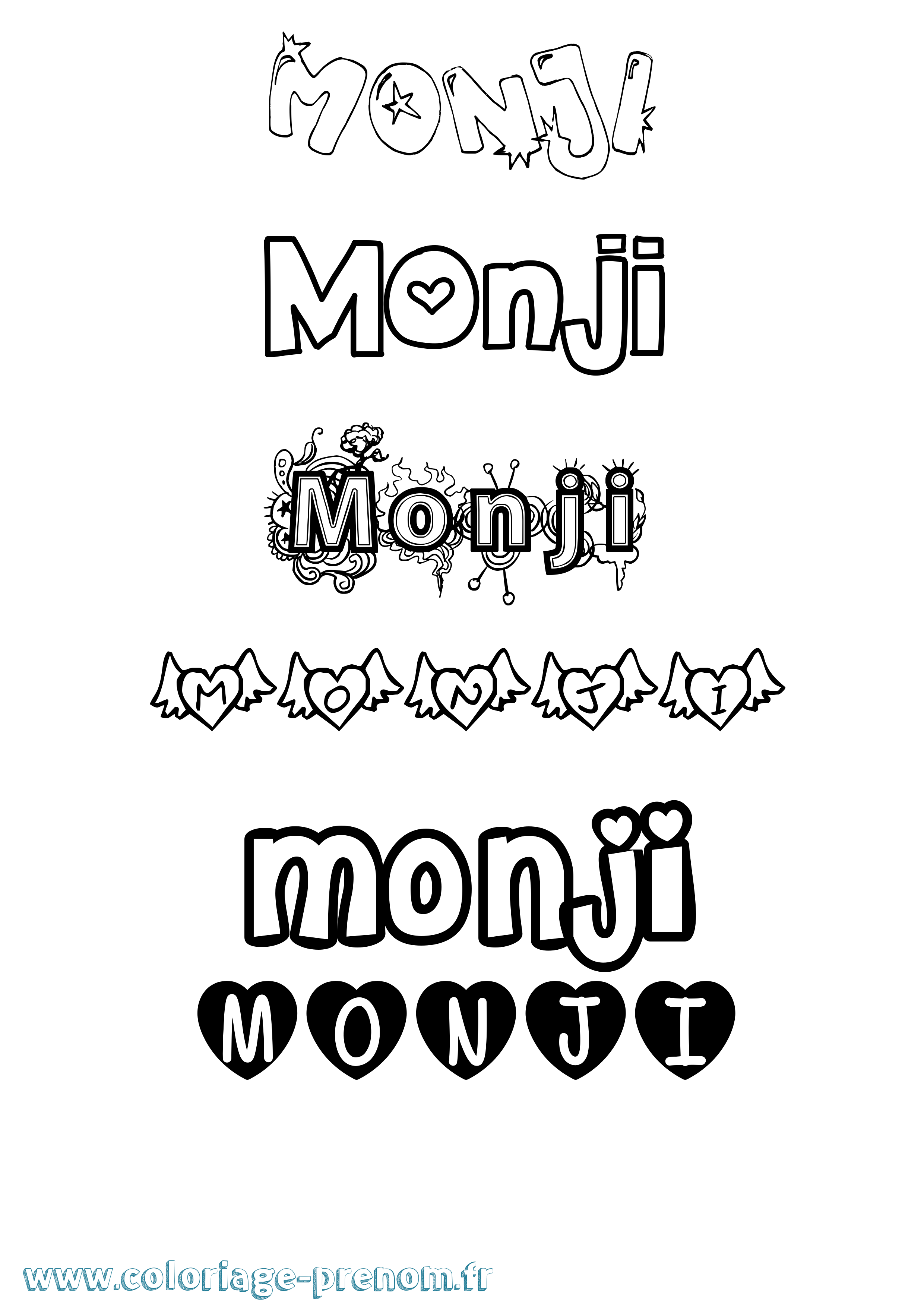 Coloriage Monji Girly Coloriage prénom Monji Girly