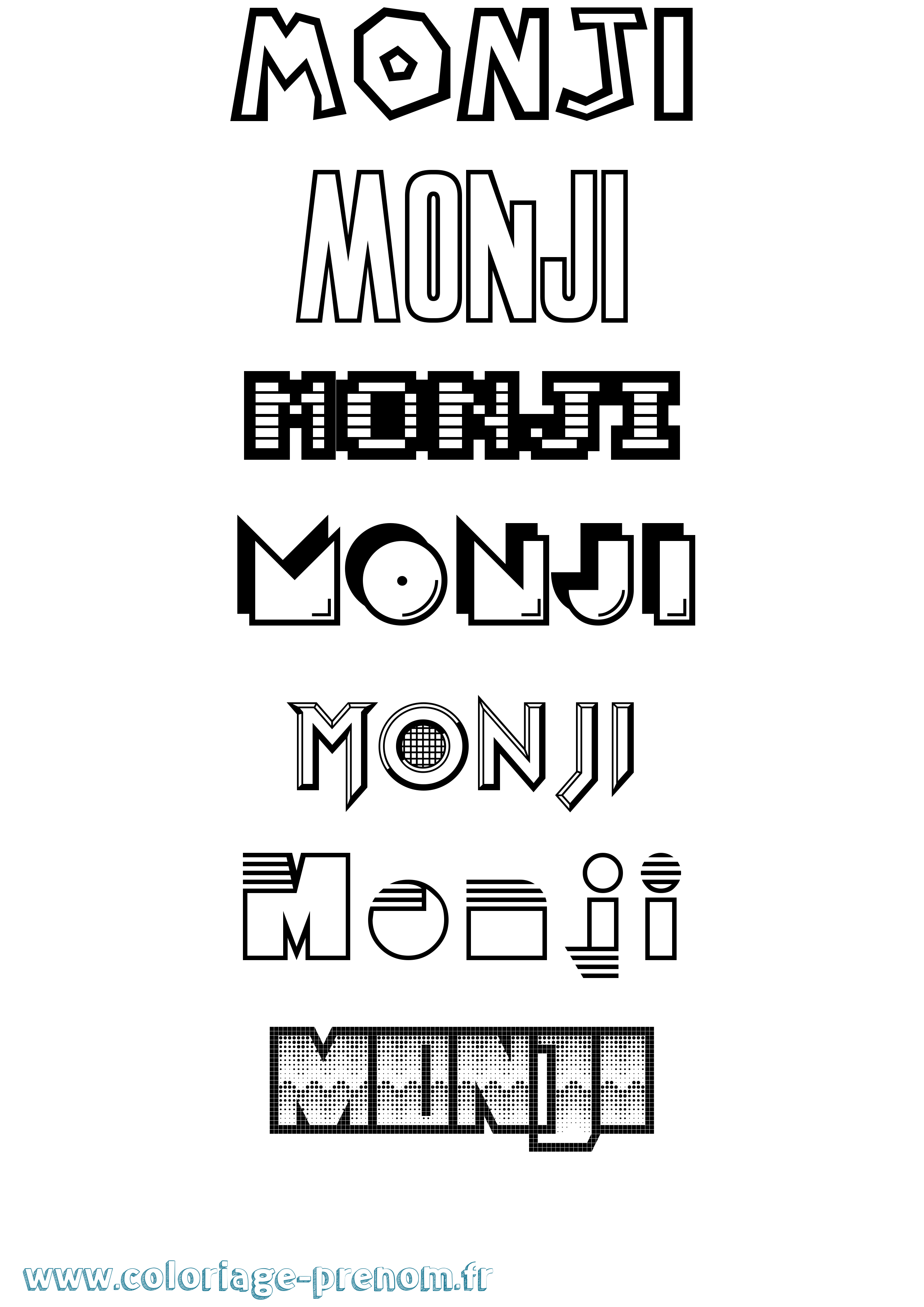 Coloriage Monji Jeux Vidéos Coloriage prénom Monji Jeux Vidéos