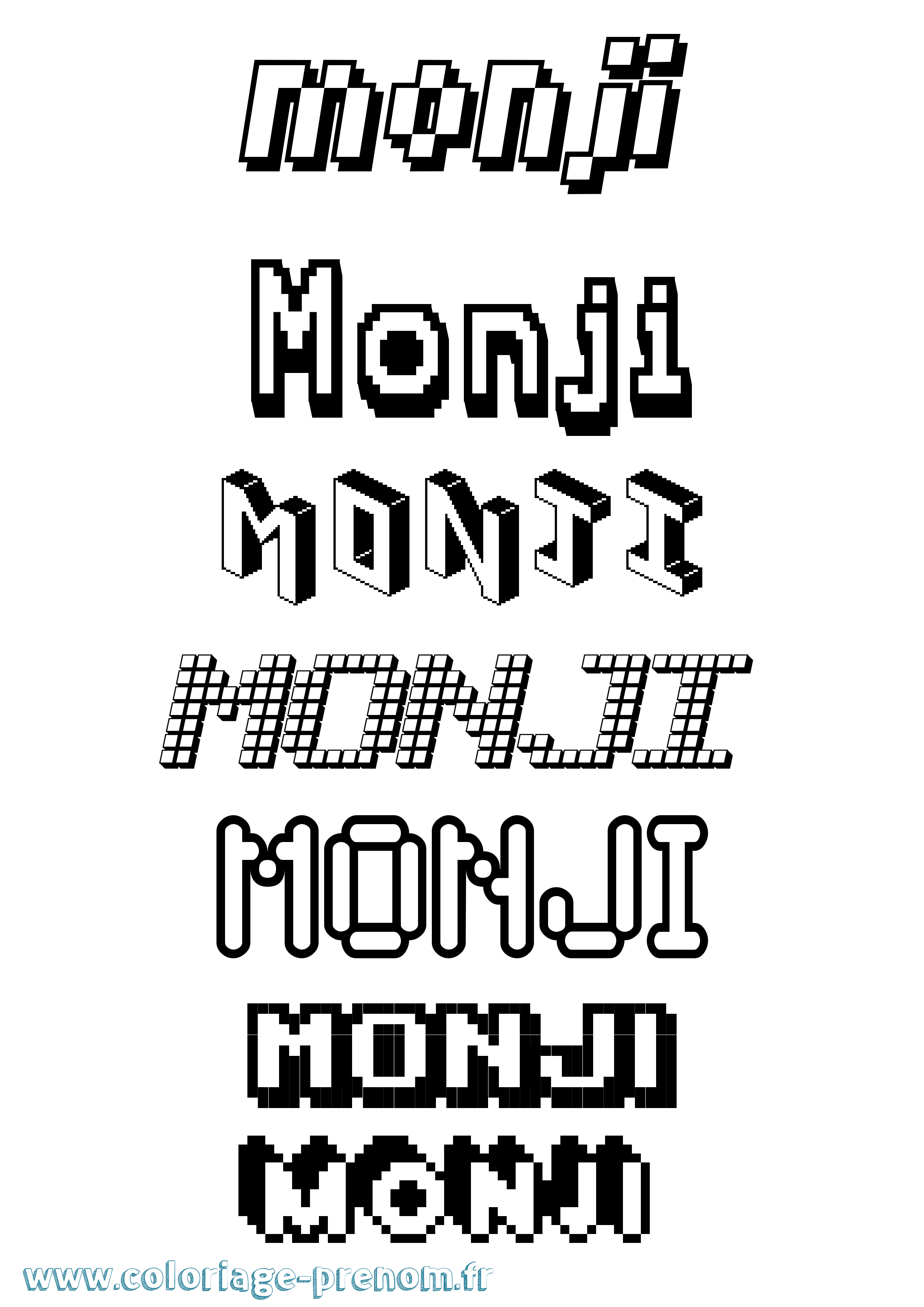 Coloriage Monji Pixel Coloriage prénom Monji Pixel