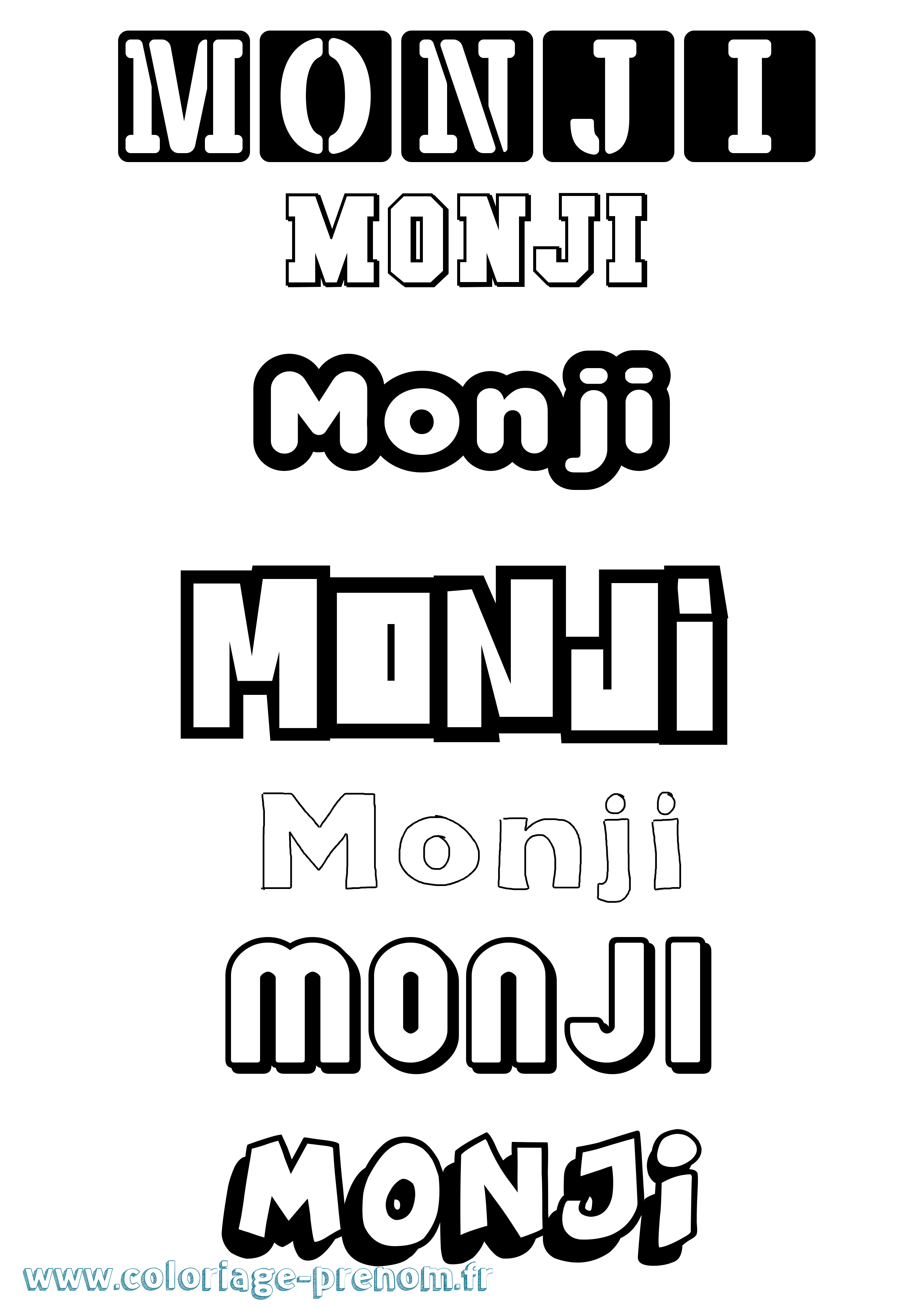 Coloriage Monji Simple Coloriage prénom Monji Simple