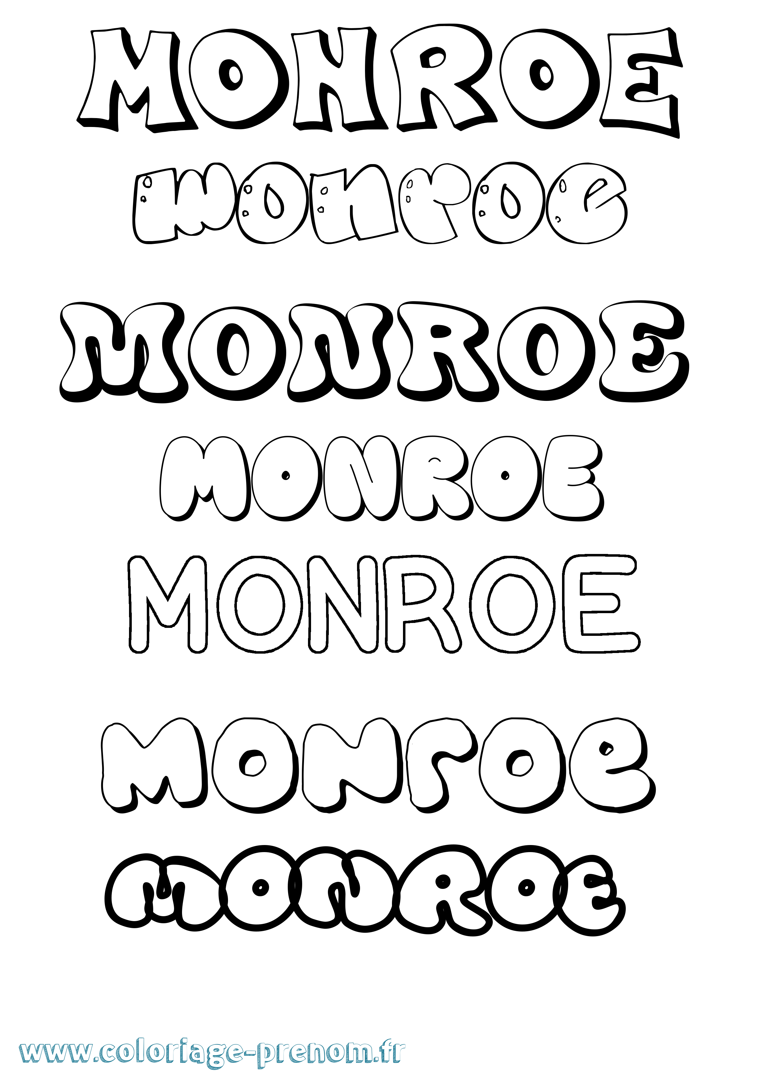 Coloriage Monroe Bubble Coloriage prénom Monroe Bubble