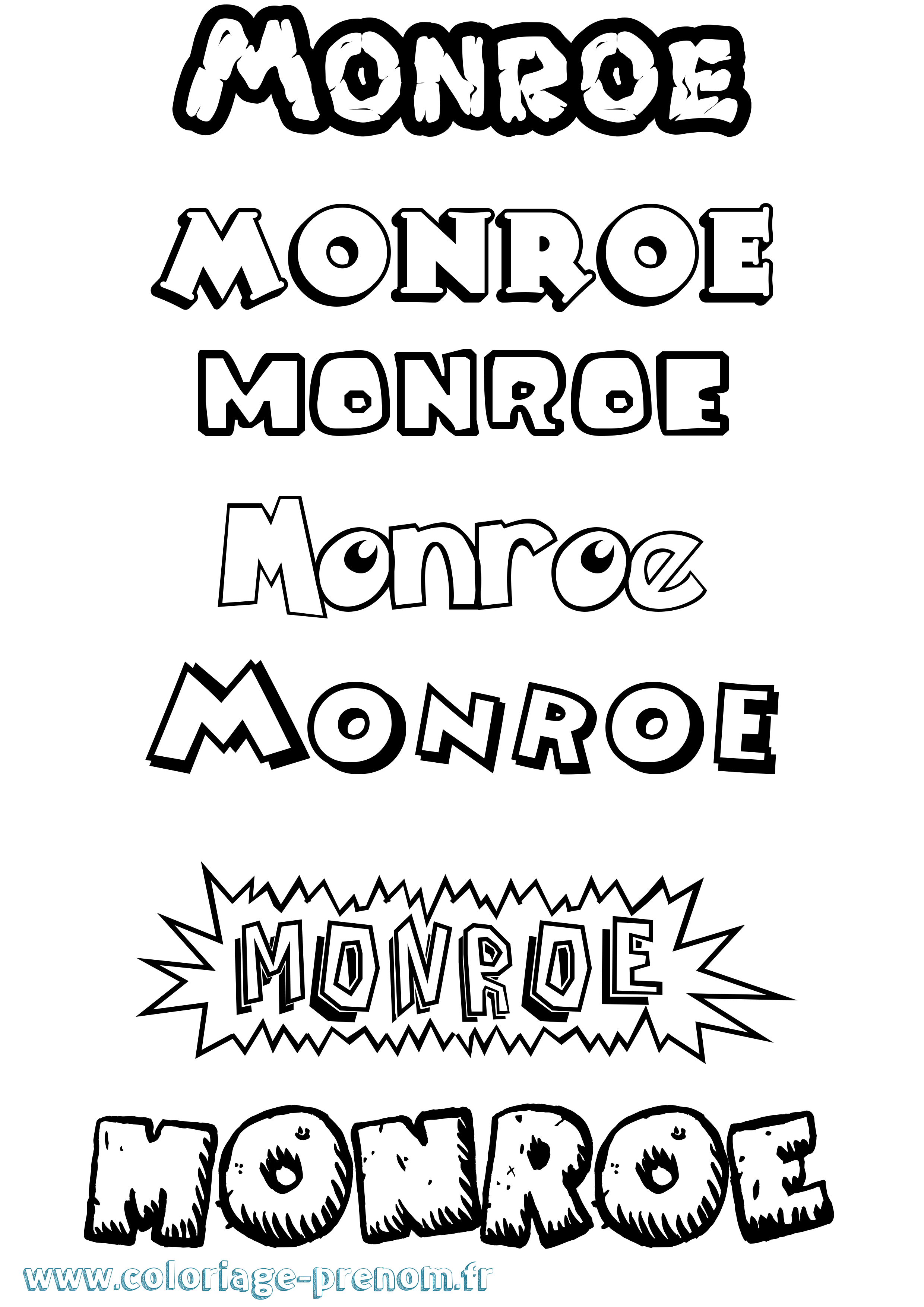 Coloriage Monroe Dessin Animé Coloriage prénom Monroe Dessin Animé