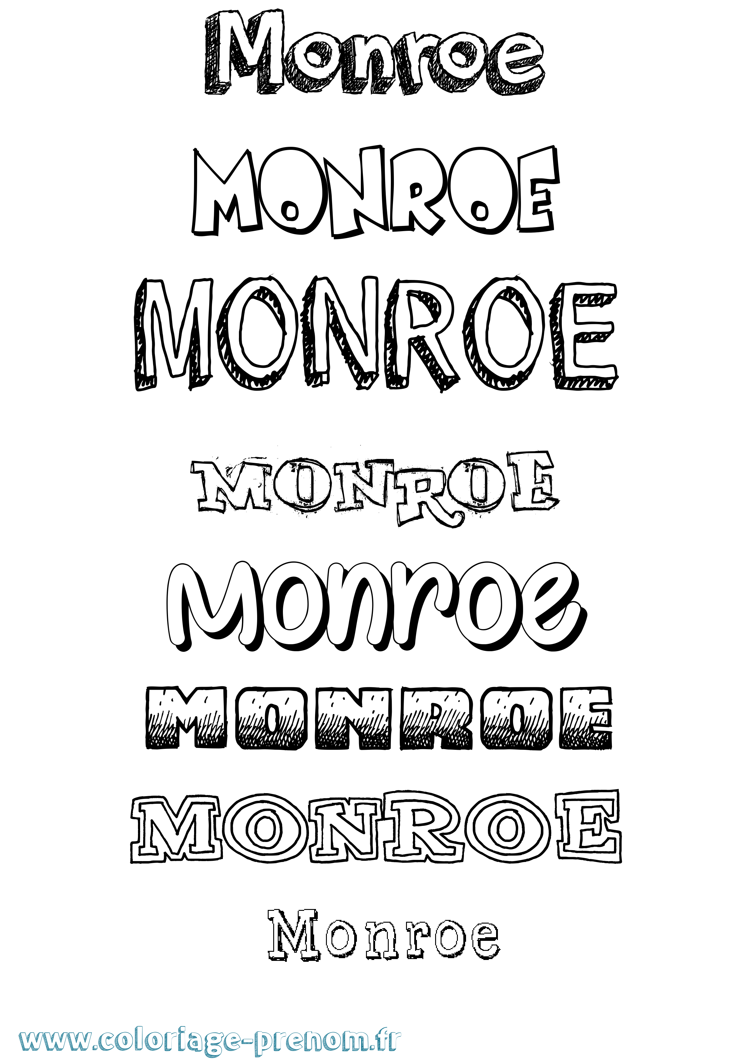 Coloriage Monroe Dessiné Coloriage prénom Monroe Dessiné