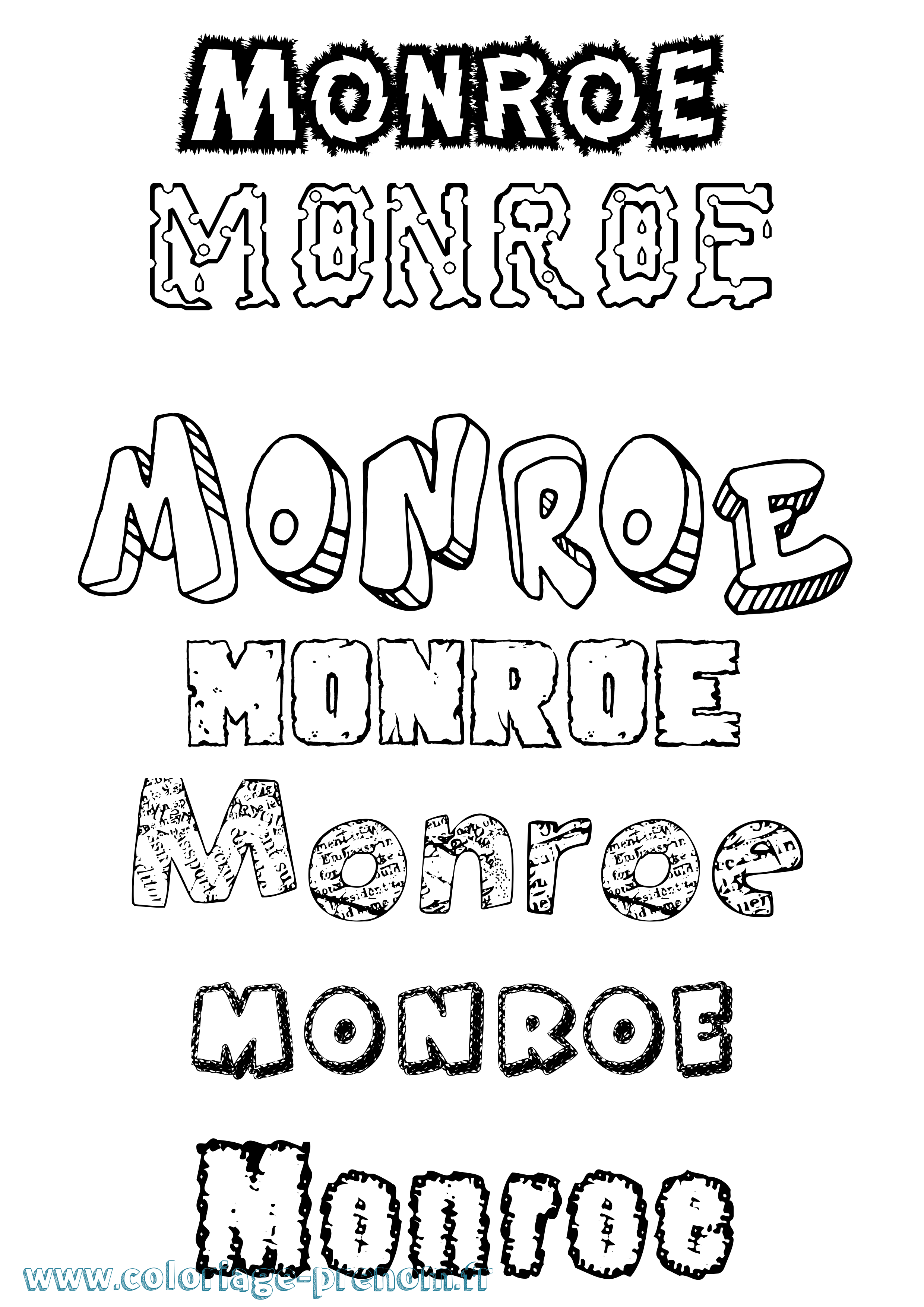 Coloriage Monroe Destructuré Coloriage prénom Monroe Destructuré
