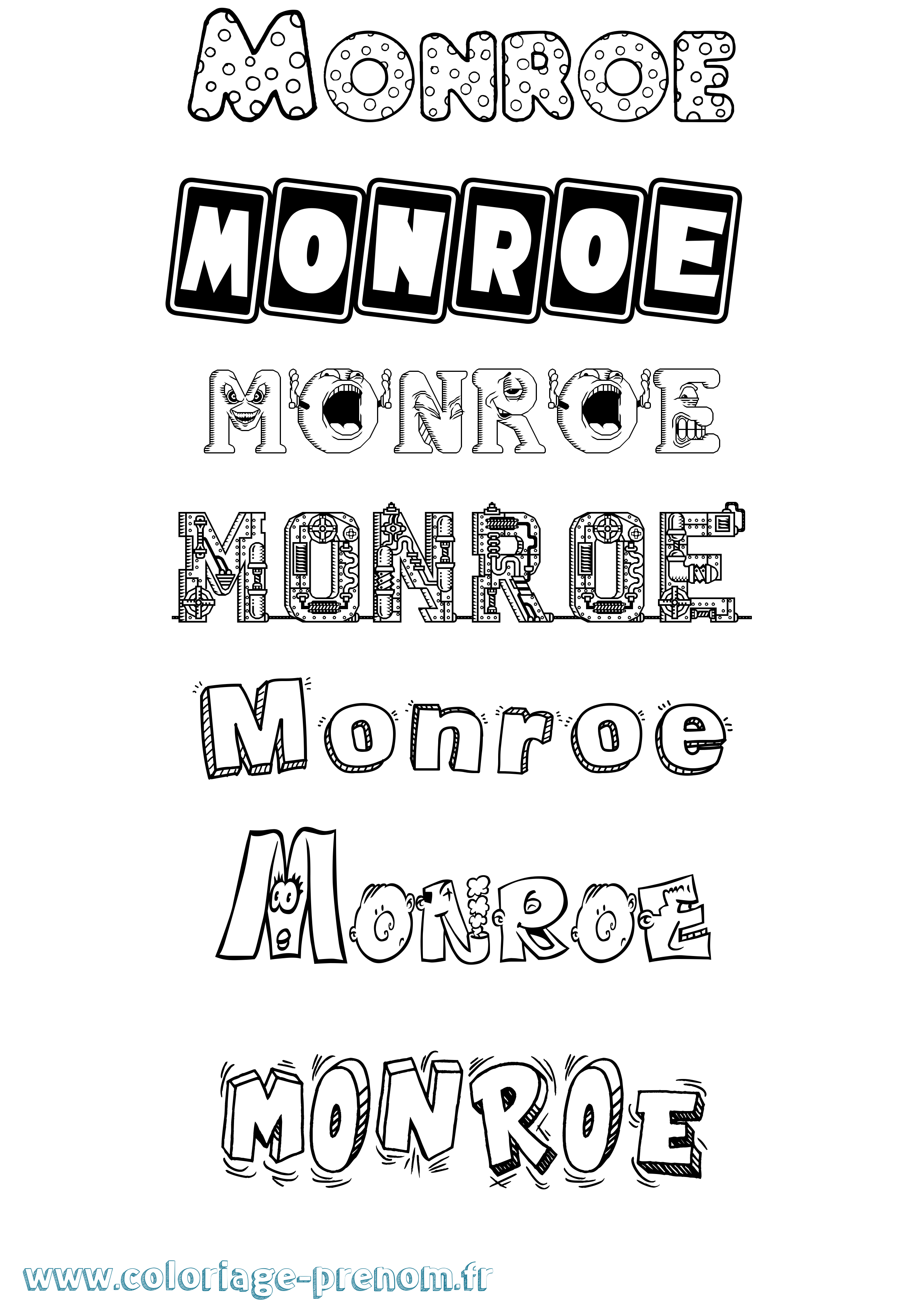 Coloriage Monroe Fun Coloriage prénom Monroe Fun