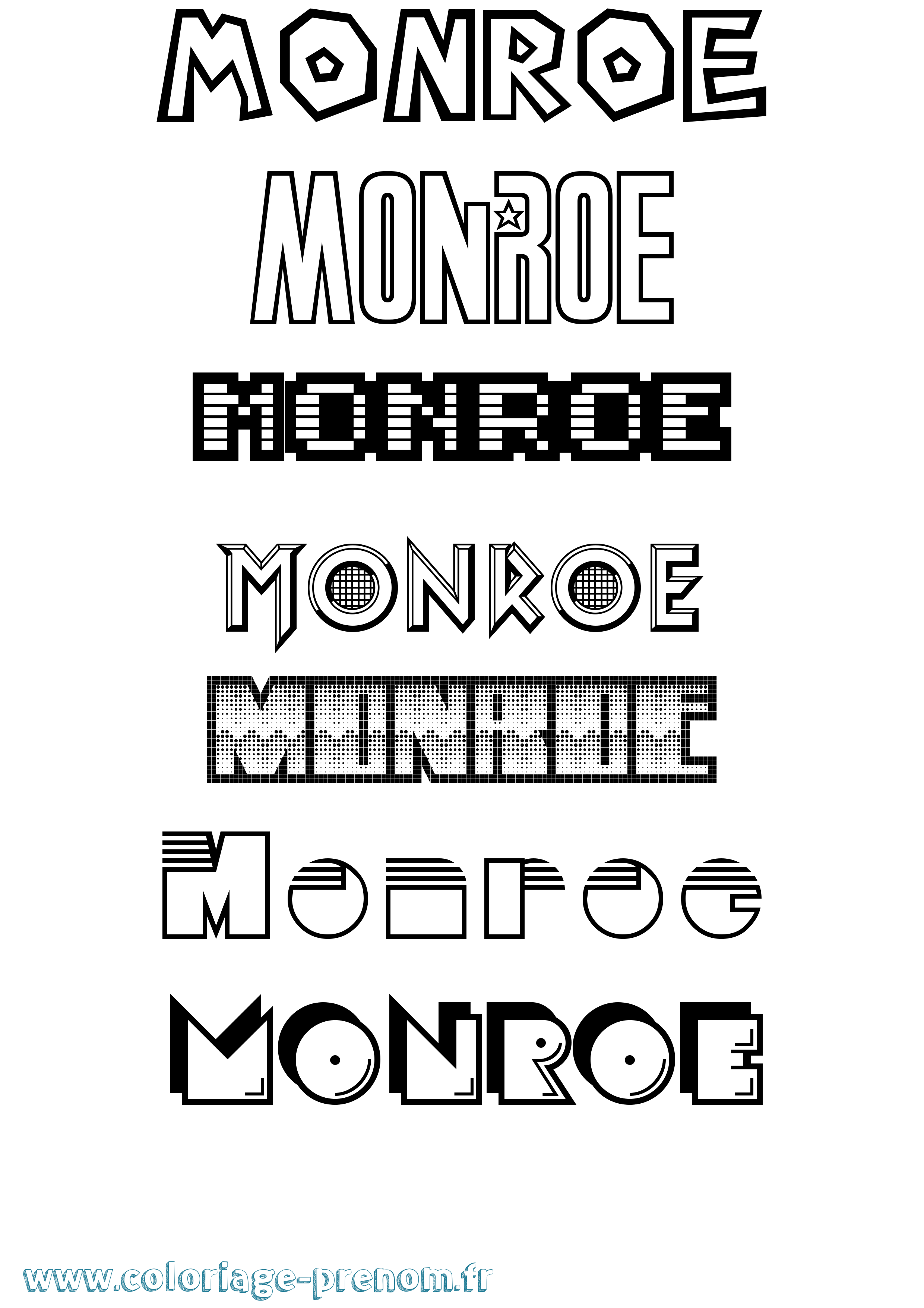 Coloriage Monroe Jeux Vidéos Coloriage prénom Monroe Jeux Vidéos