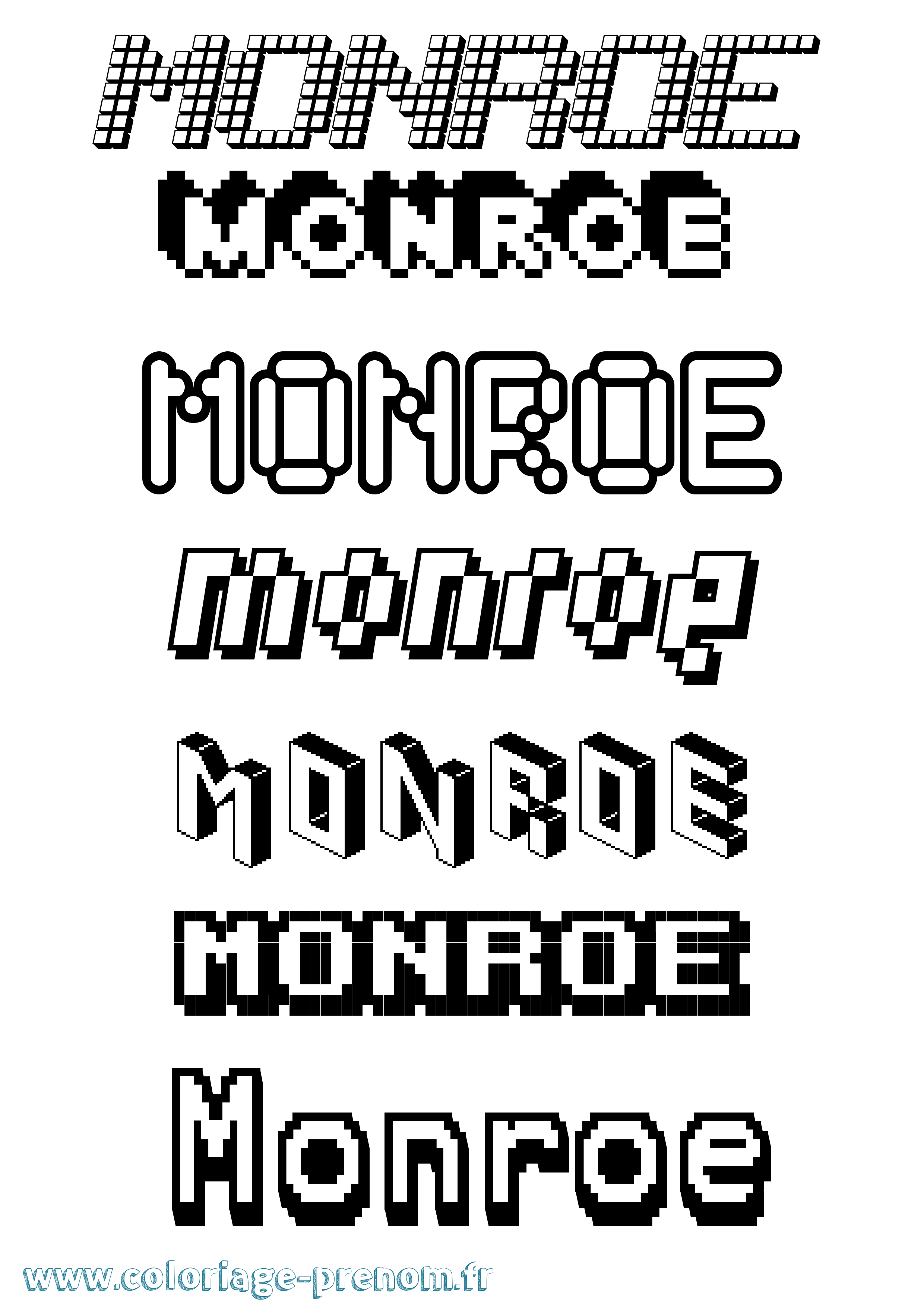 Coloriage Monroe Pixel Coloriage prénom Monroe Pixel